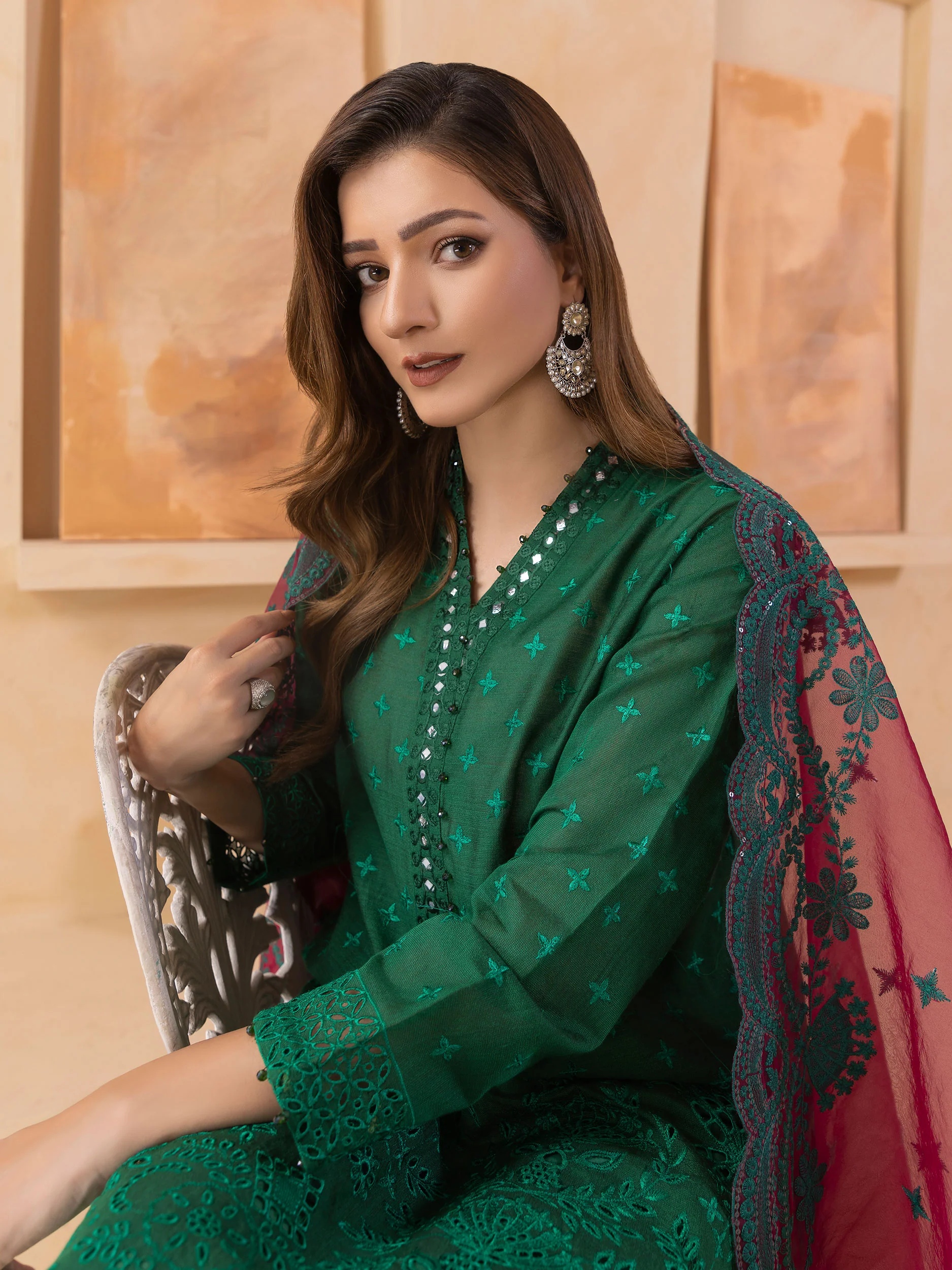 3 Piece Net Suit-Embroidered (Unstitched) - Image 6