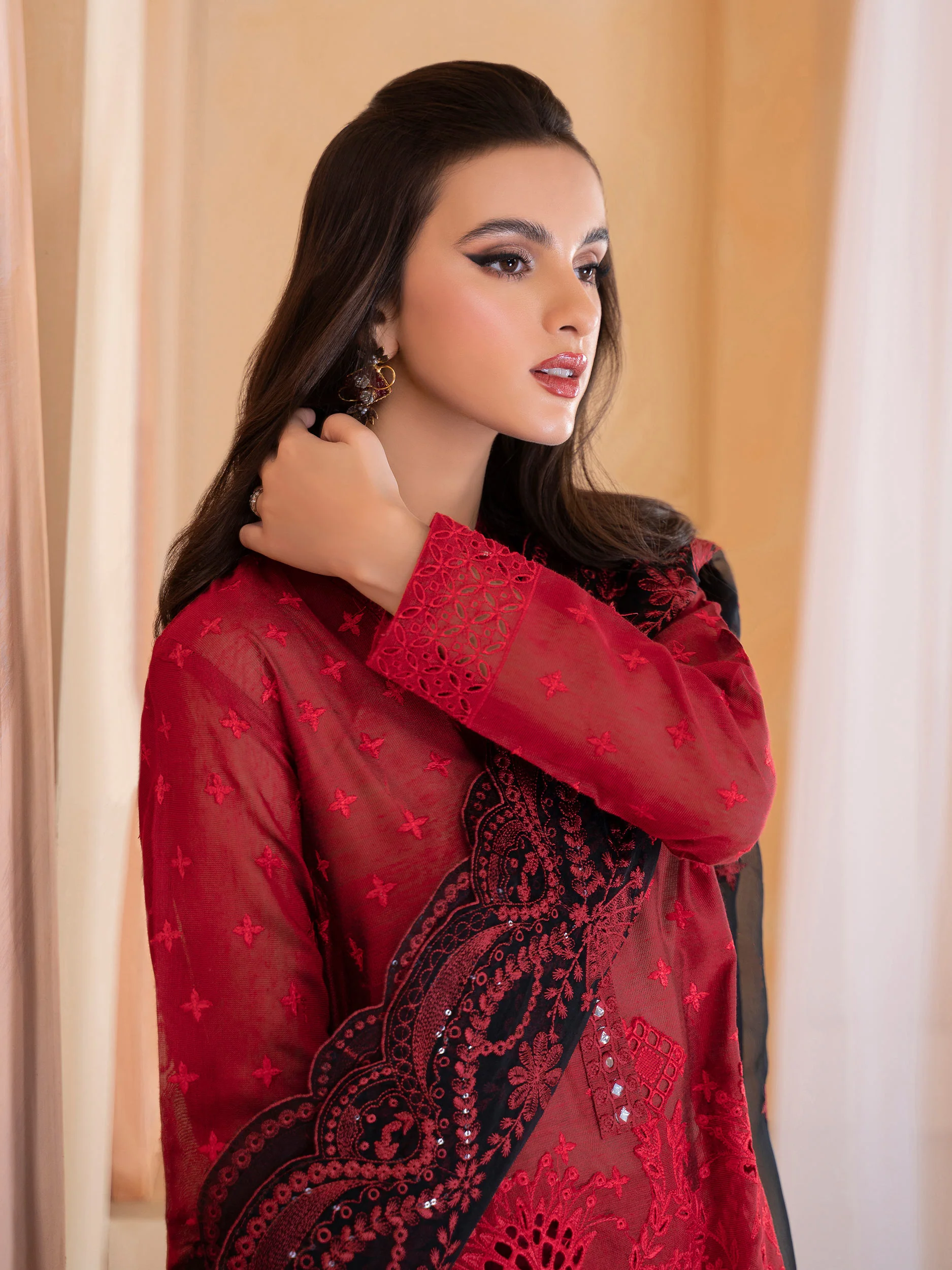 3 Piece Net Suit-Embroidered (Unstitched) - Image 5