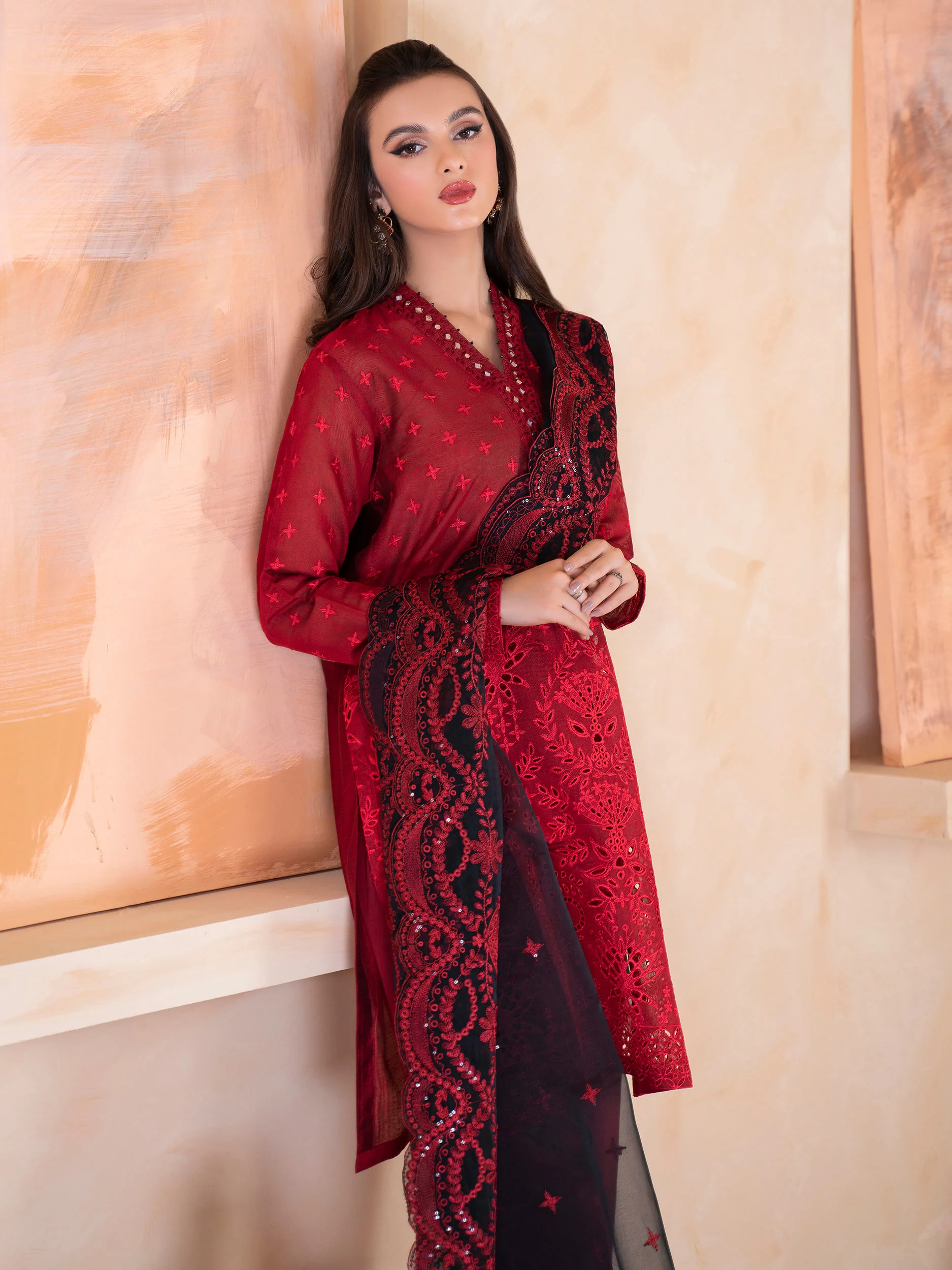 3 Piece Net Suit-Embroidered (Unstitched) - Image 6