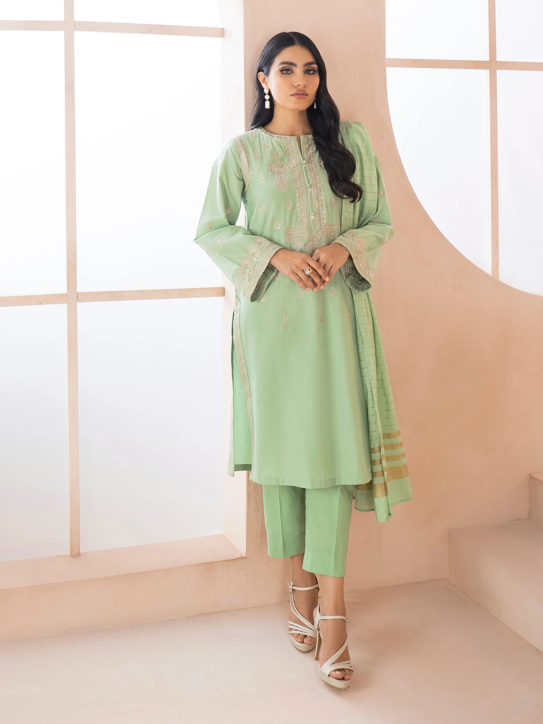 2 Piece Winter Cotton Suit-Embroidered (Unstitched) - Image 5