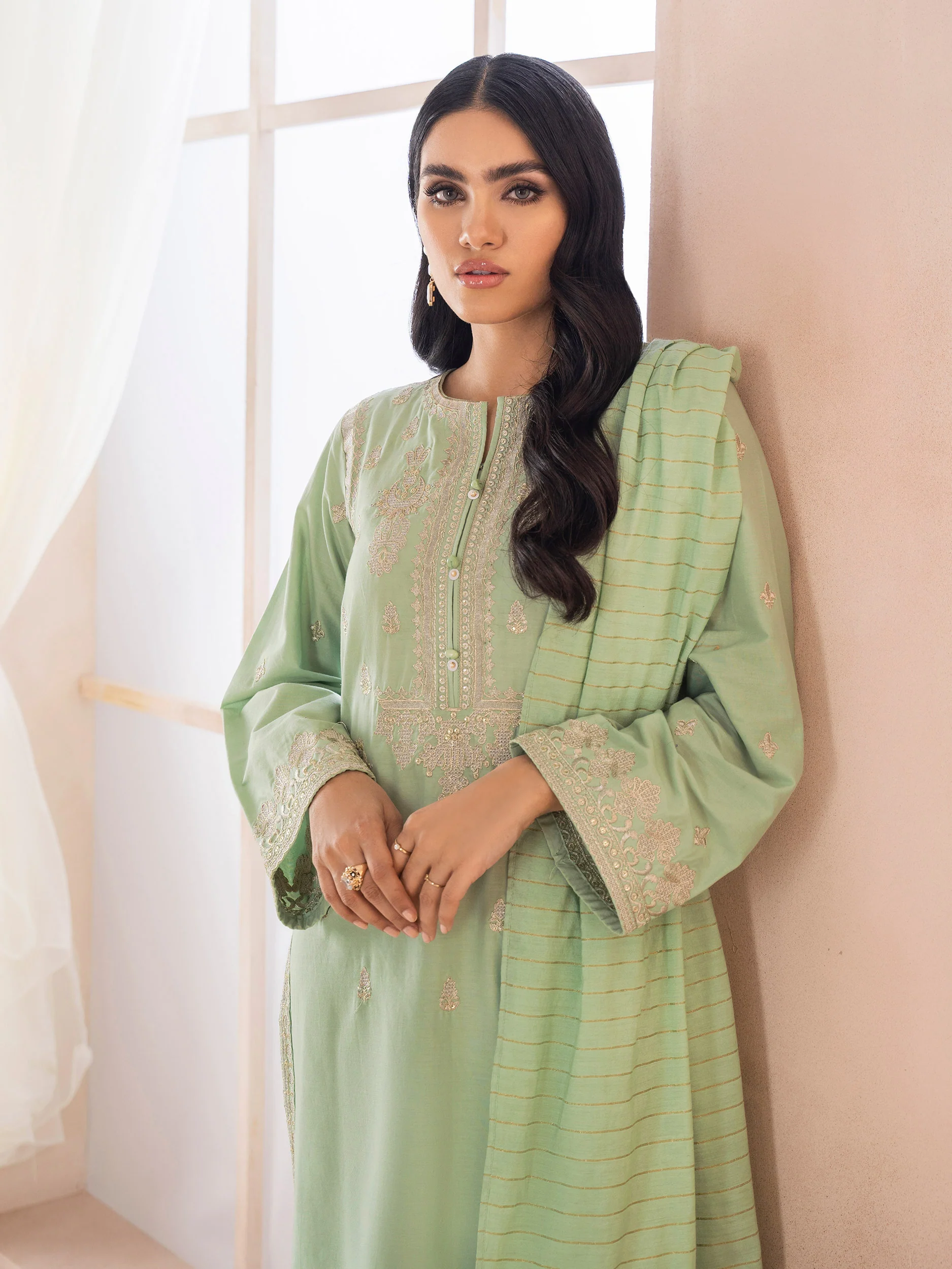 2 Piece Winter Cotton Suit-Embroidered (Unstitched) - Image 6