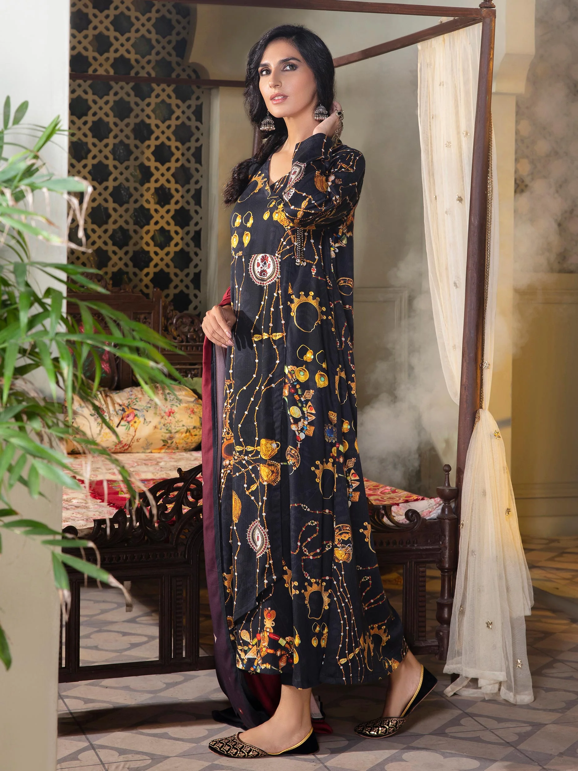 3 Piece Linen Suit-Printed (Unstitched) - Image 2