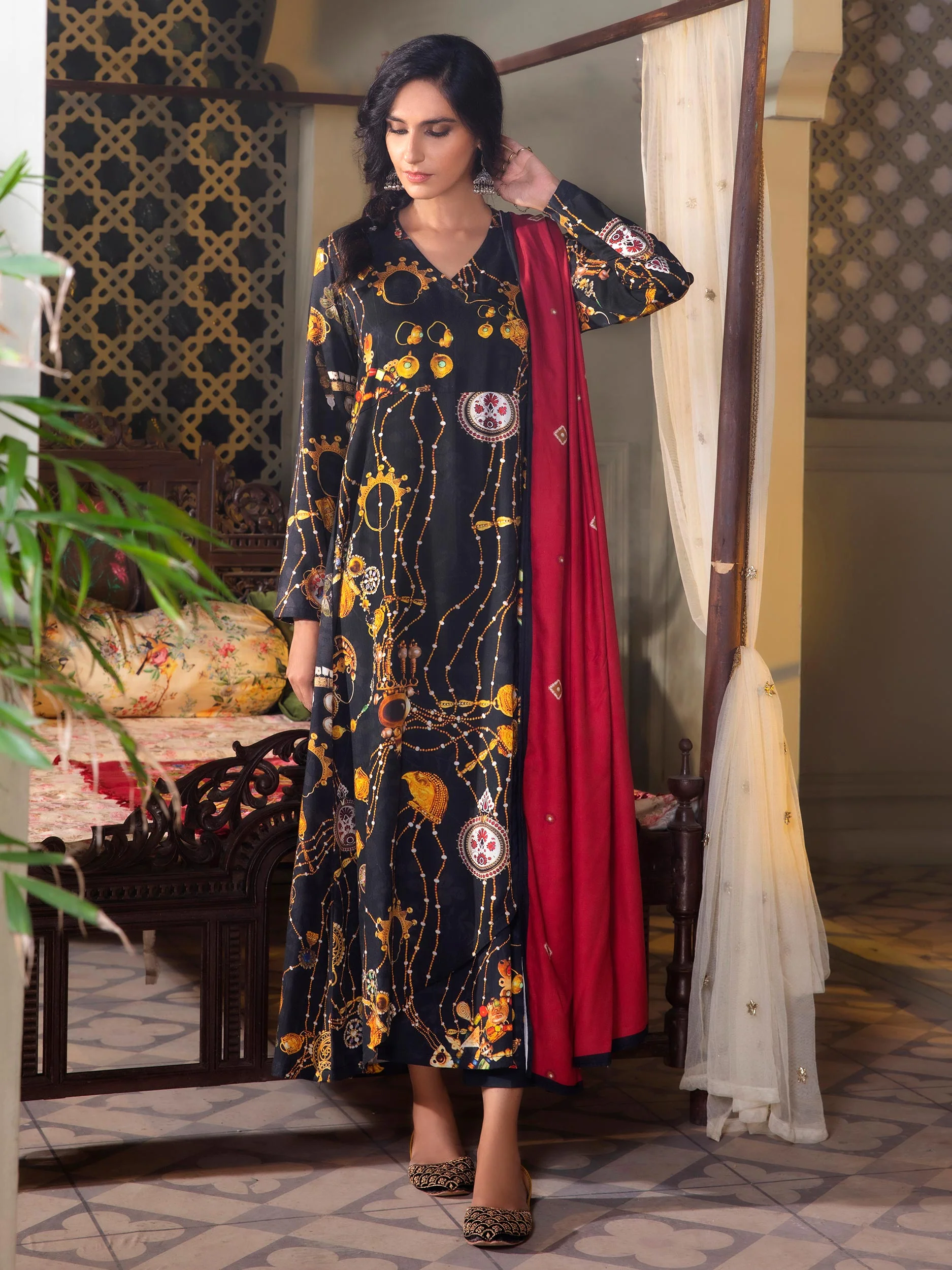3 Piece Linen Suit-Printed (Unstitched) - Image 3