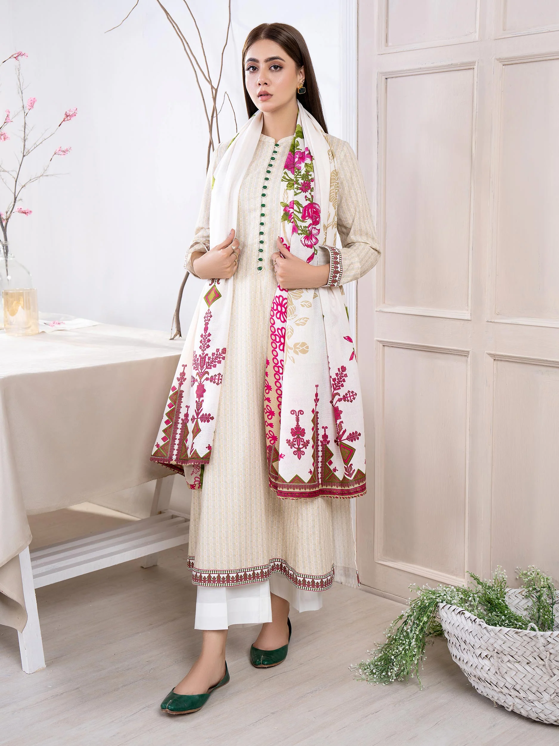 2 Piece Khaddar Suit-Printed(Unstitched) - Image 3