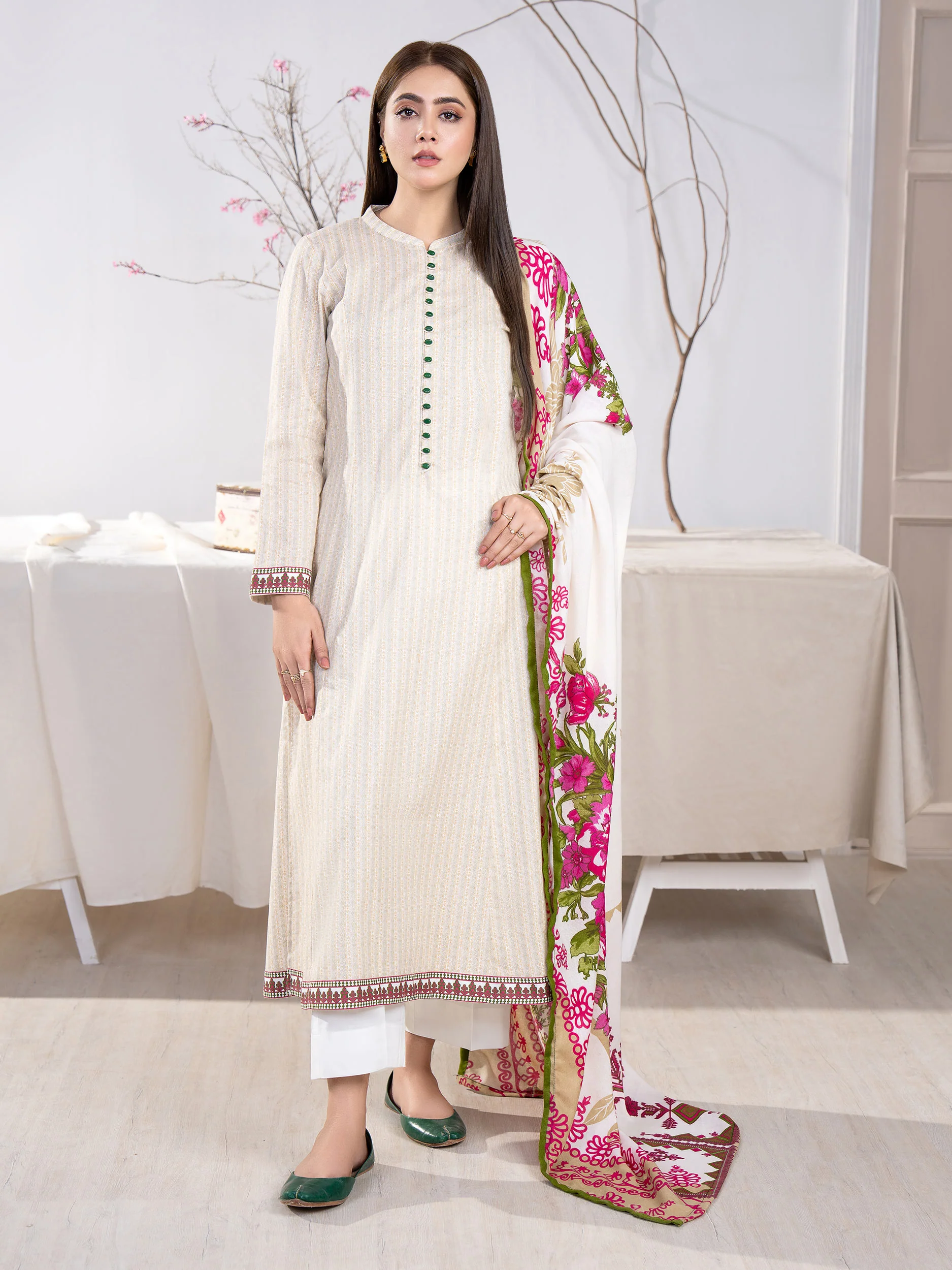 2 Piece Khaddar Suit-Printed(Unstitched) - Image 4