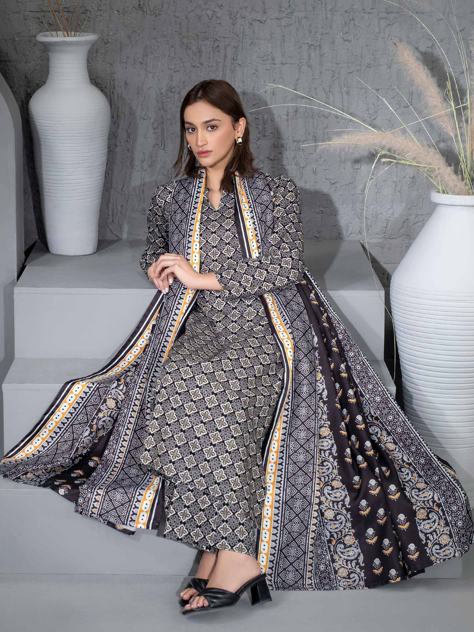 3 Piece Khaddar Suit-Printed (Unstitched) - Image 5