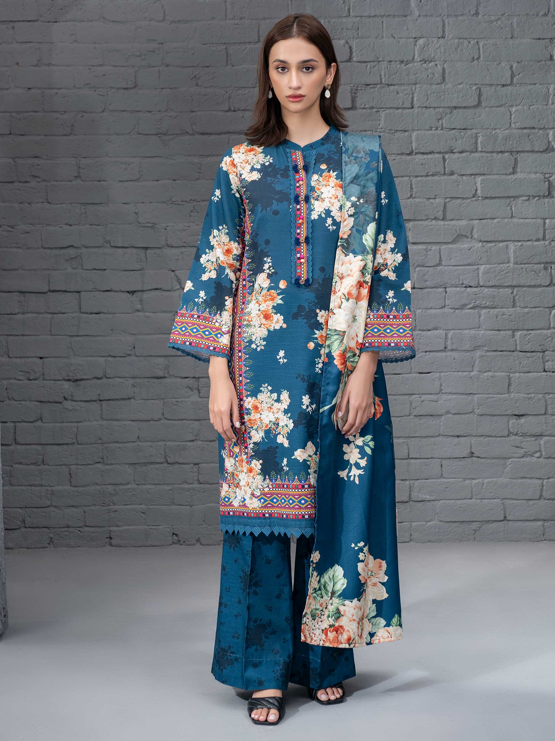 3 Piece Khaddar Suit-Printed (Unstitched) - Image 2