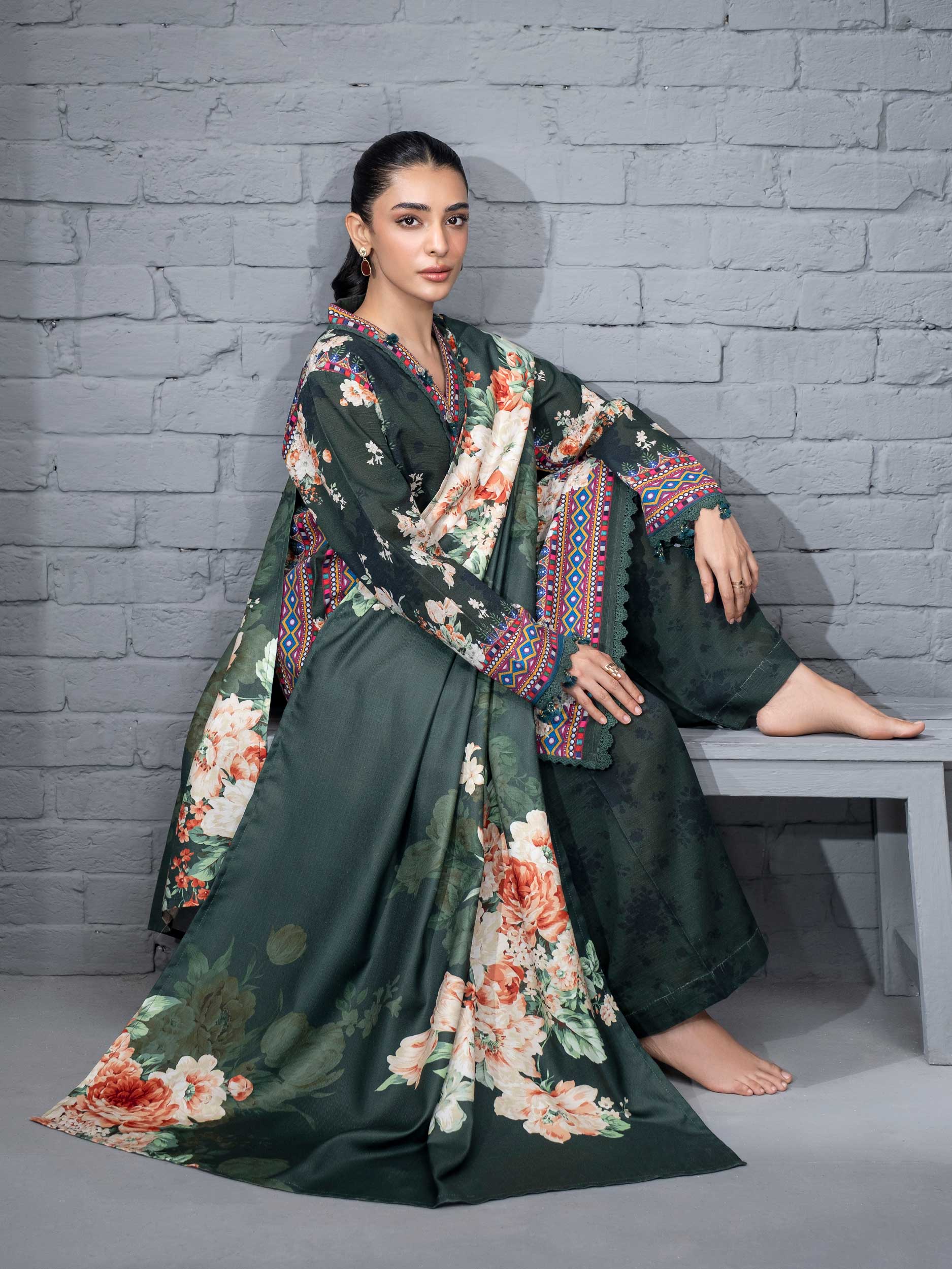 3 Piece Khaddar Suit-Printed (Unstitched) - Image 5