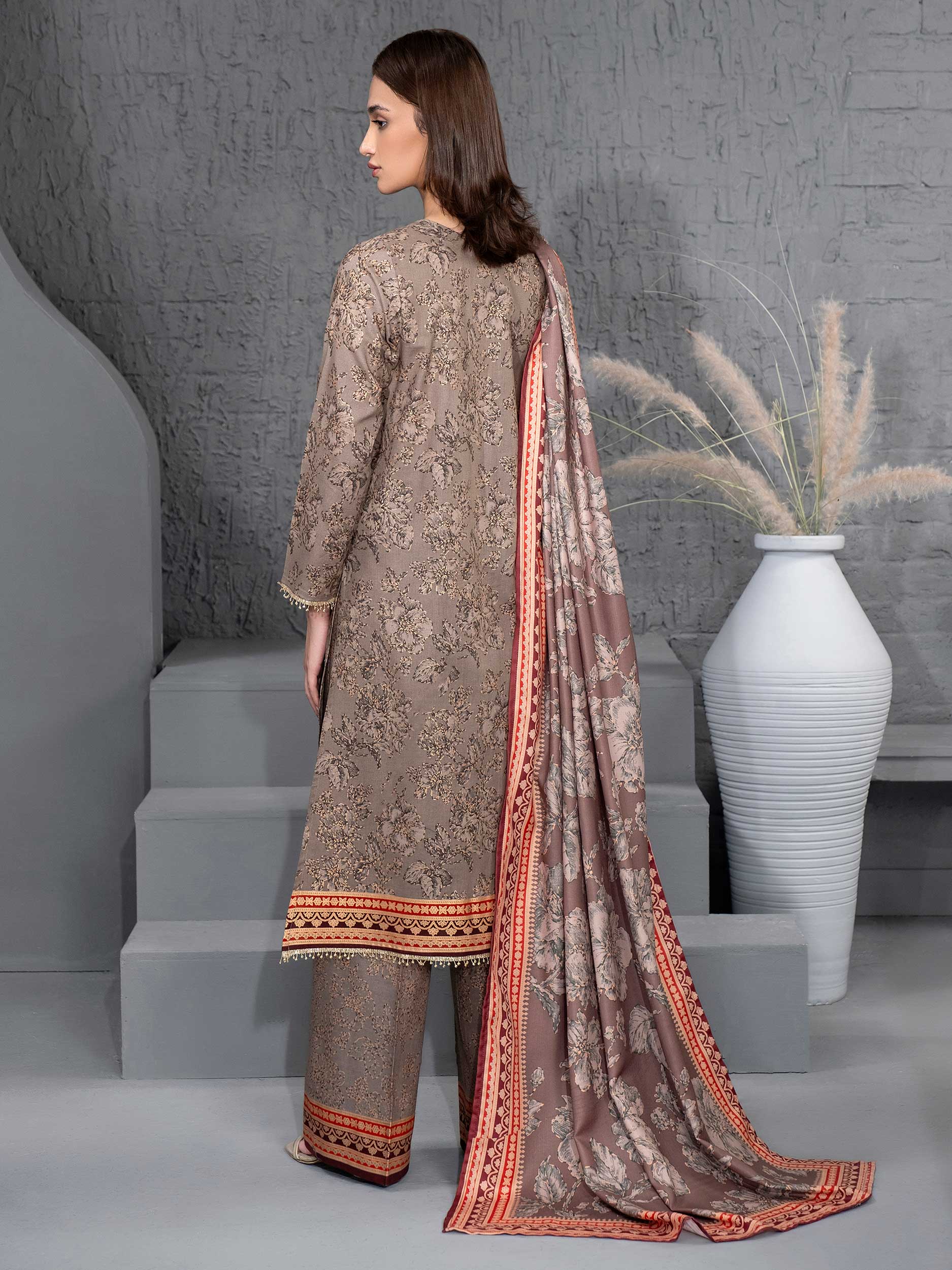 3 Piece Khaddar Suit-Paste Print (Unstitched) - Image 6