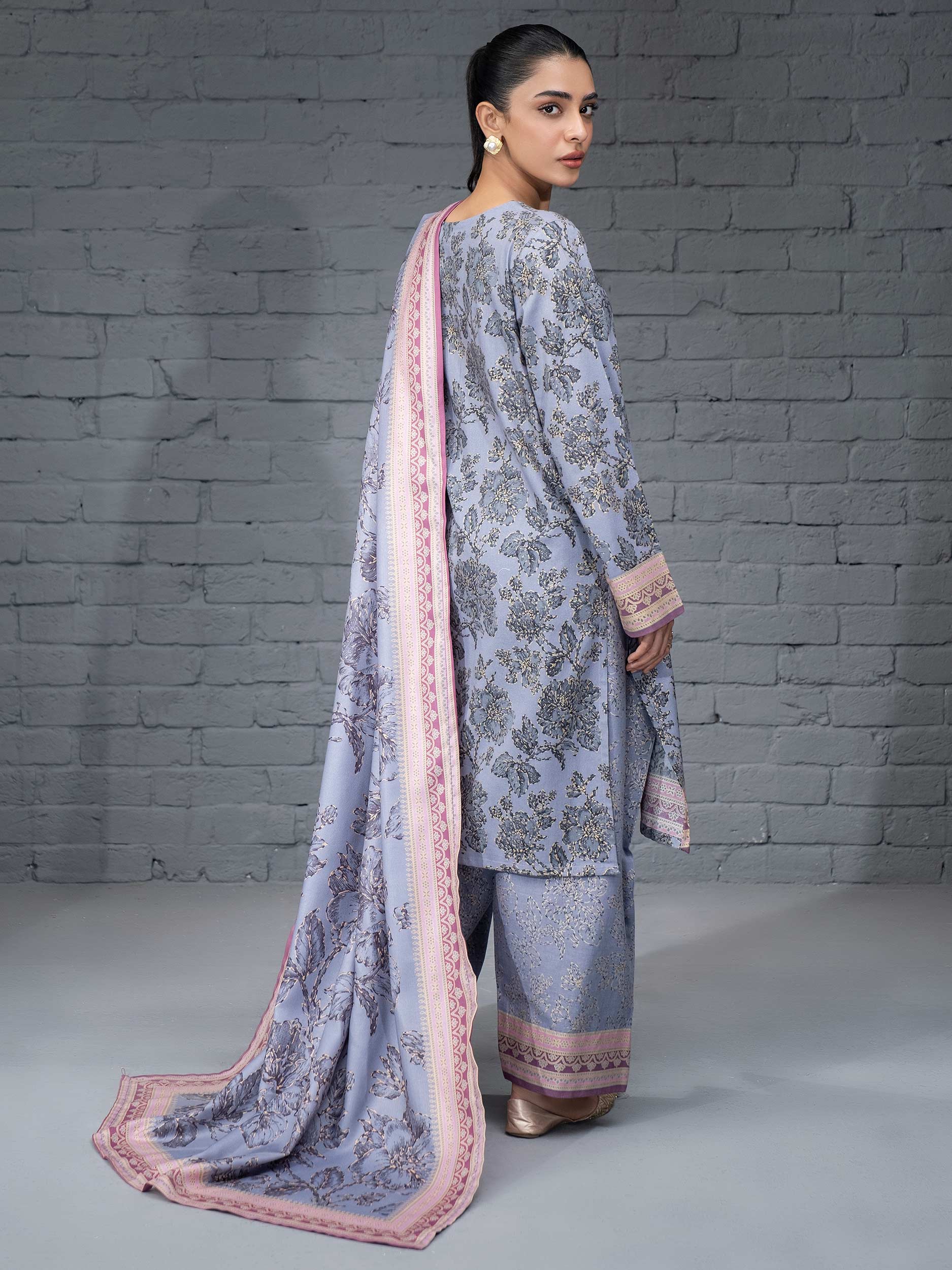 3 Piece Khaddar Suit-Paste Print (Unstitched) - Image 6