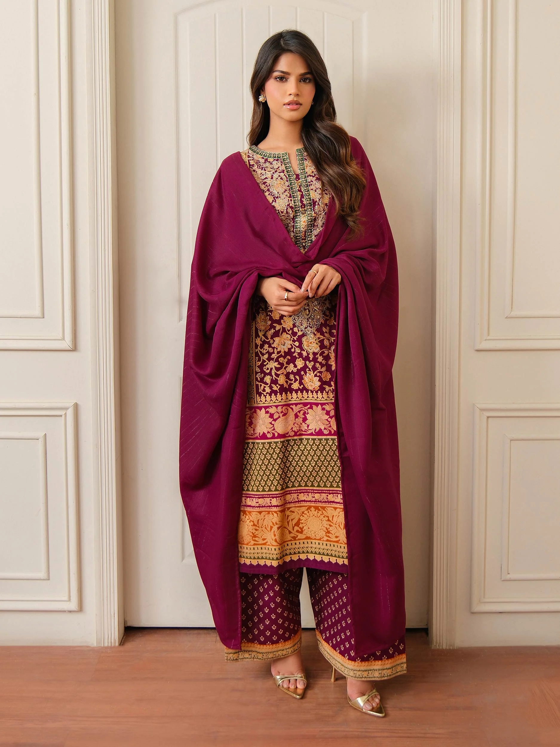 3 Piece Khaddar Suit-Embroidered (Unstitched) - Image 3