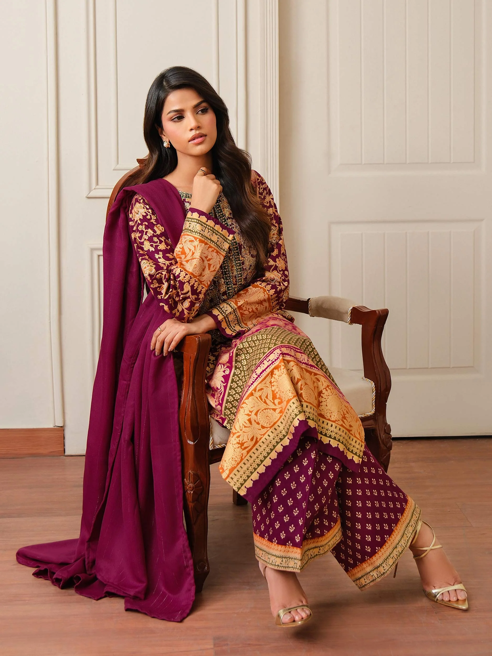 3 Piece Khaddar Suit-Embroidered (Unstitched) - Image 5