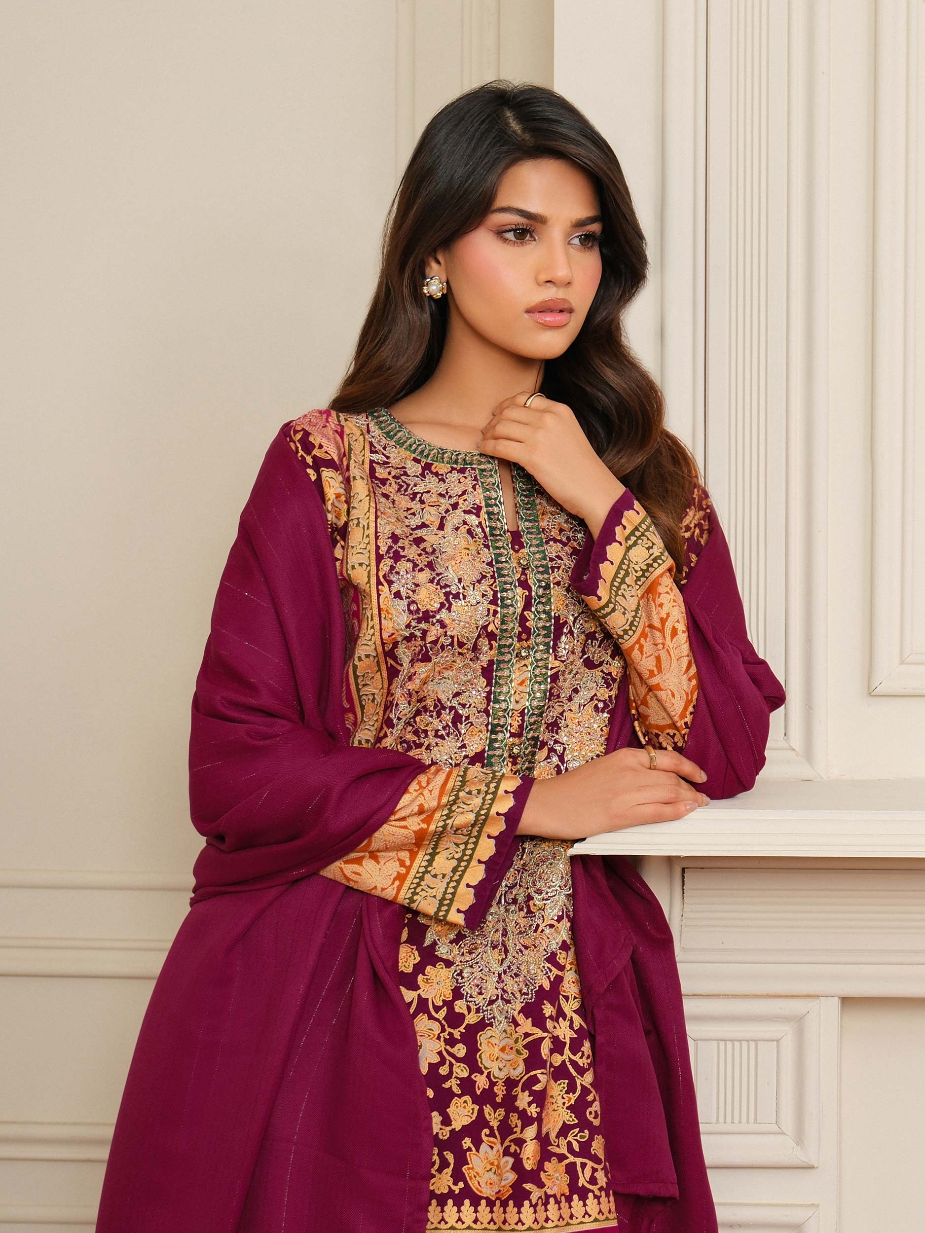 3 Piece Khaddar Suit-Embroidered (Unstitched) - Image 7