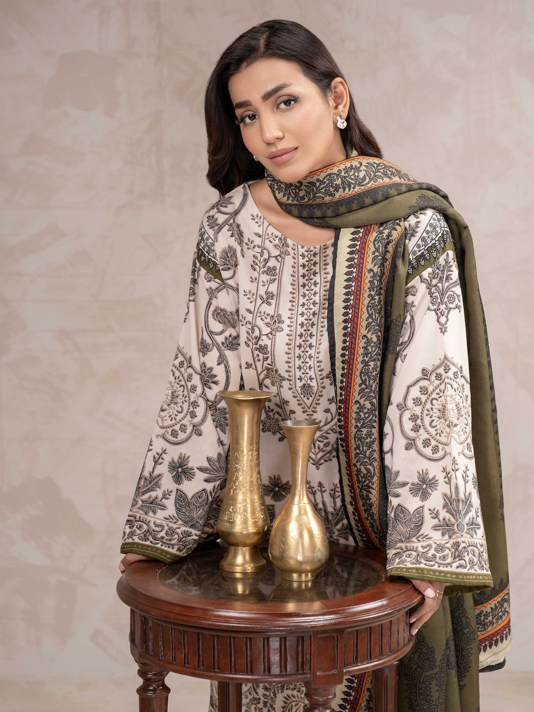3 Piece Khaddar Suit-Printed (Unstitched) - Image 2