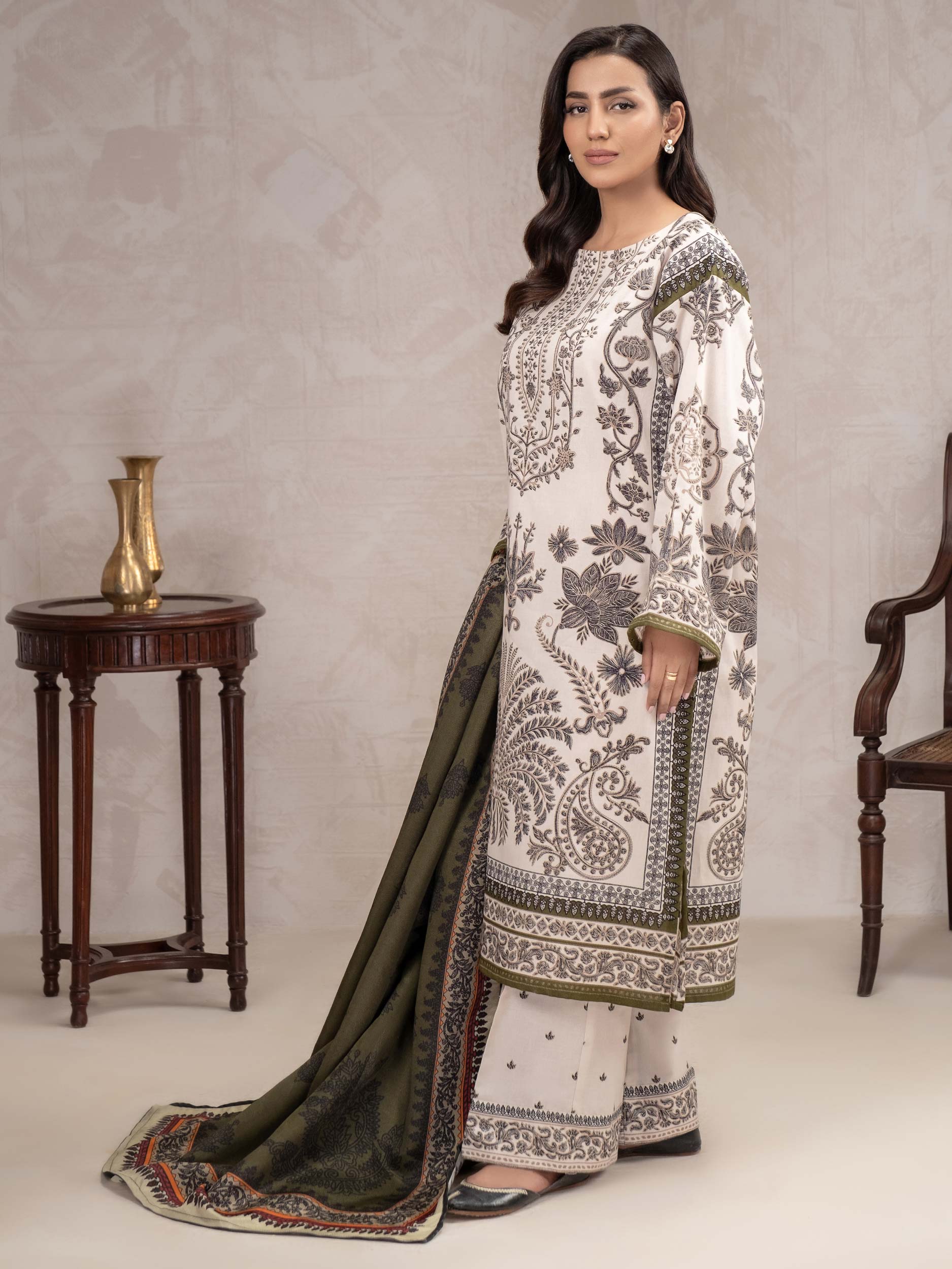 3 Piece Khaddar Suit-Printed (Unstitched) - Image 5