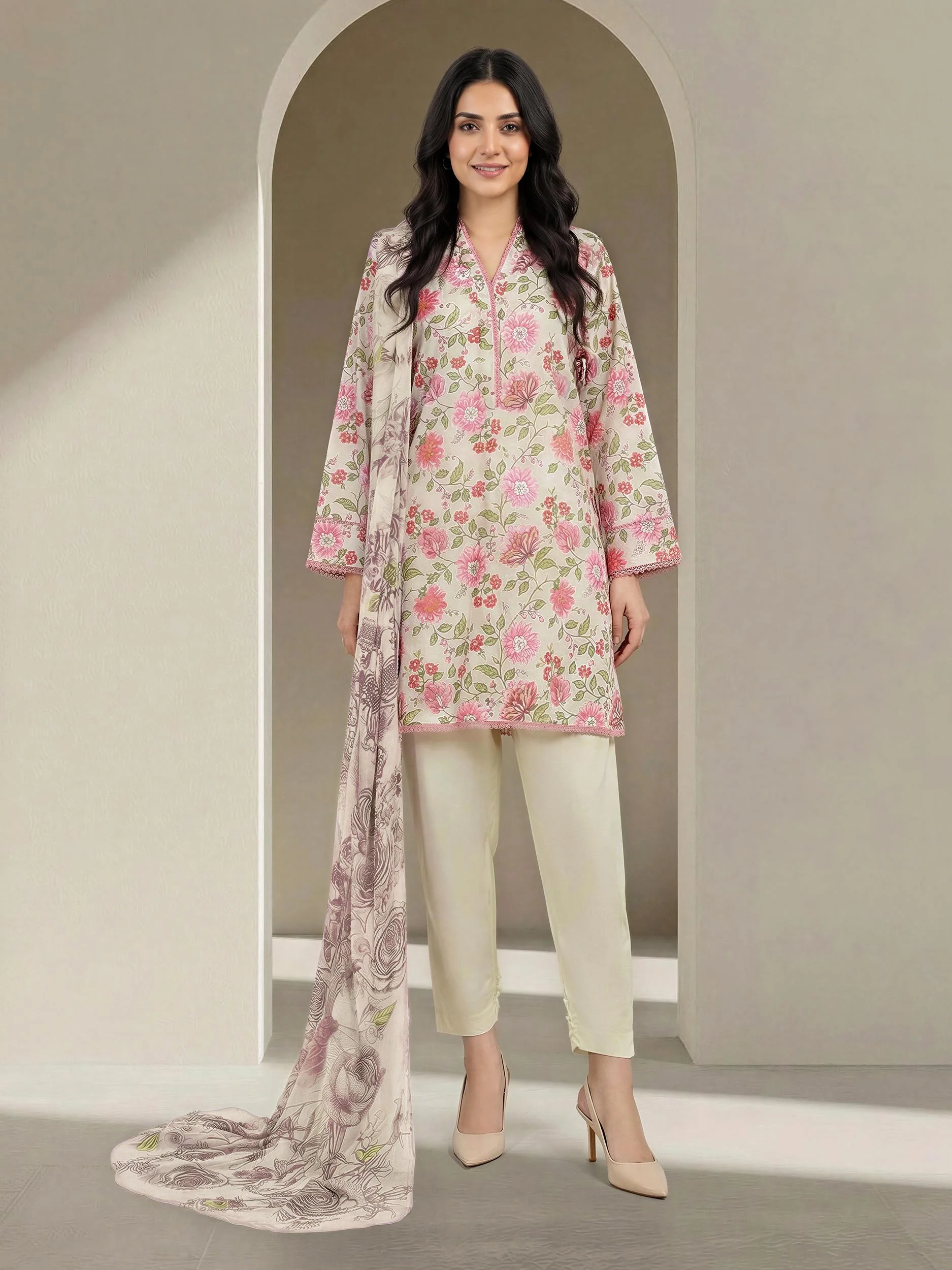3 Piece Lawn Suit (Unstitched) - Image 2