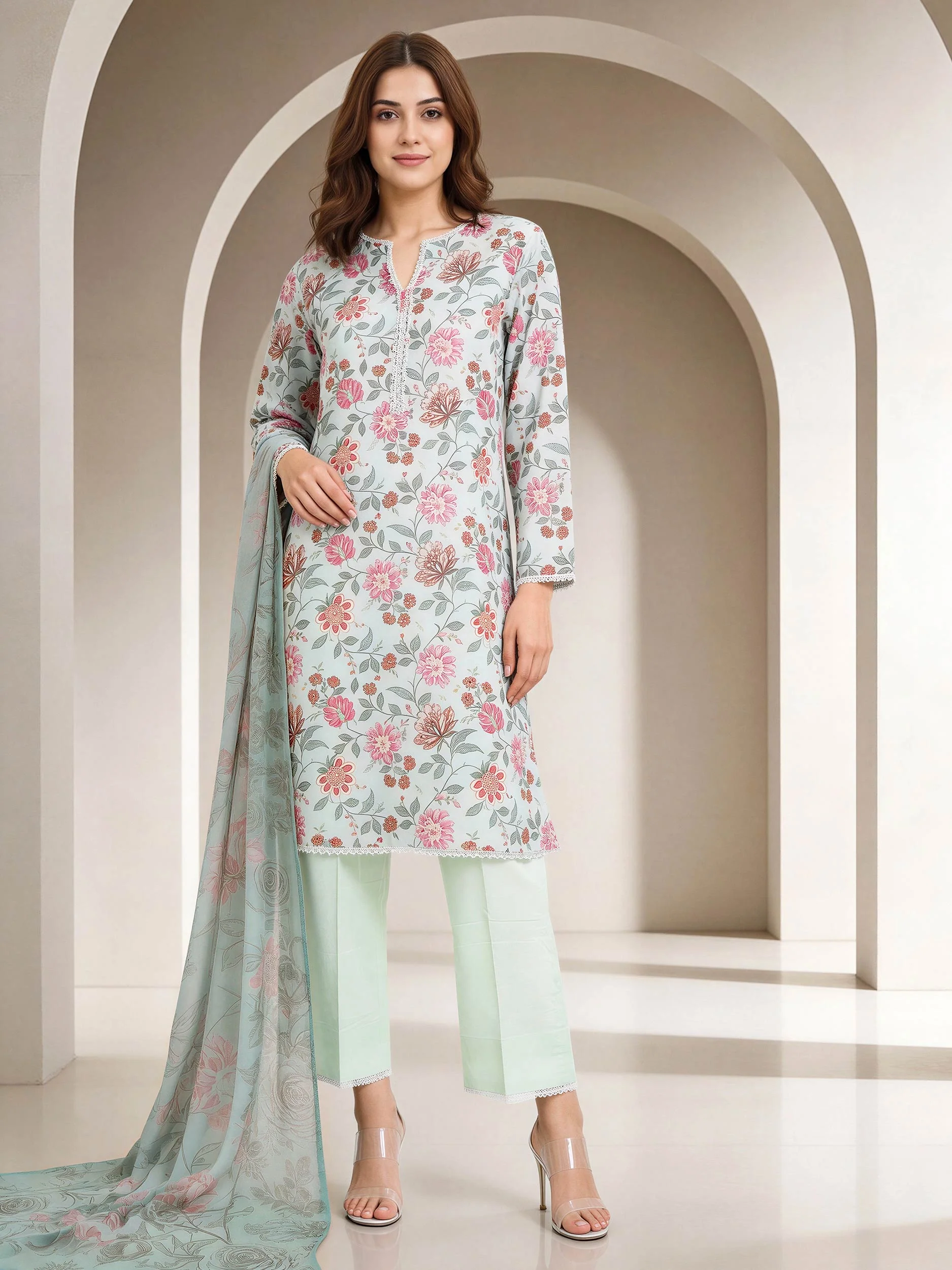 3 Piece Lawn Suit (Unstitched) - Image 2