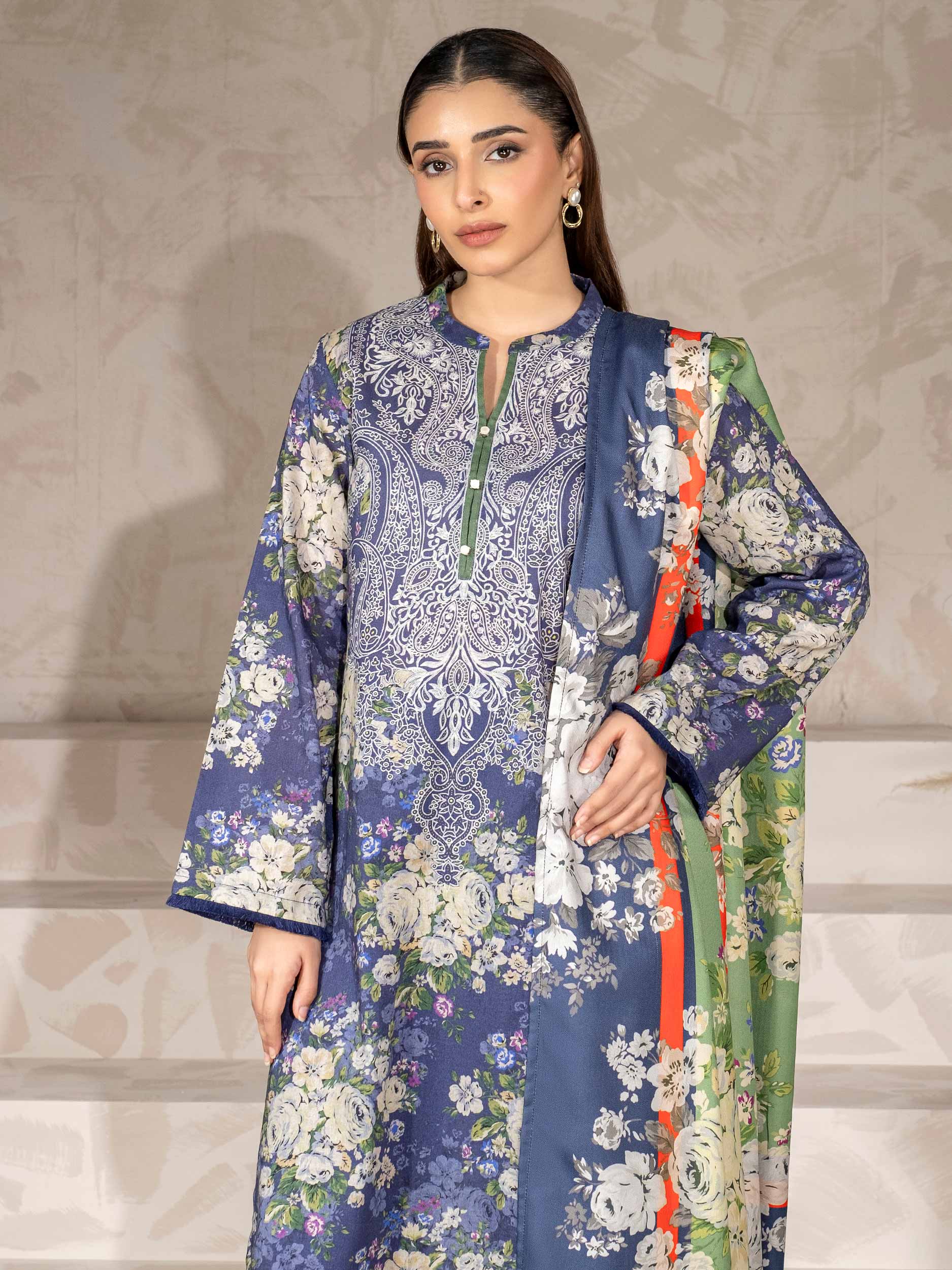 3 Piece Khaddar Suit-Printed (Unstitched) - Image 2