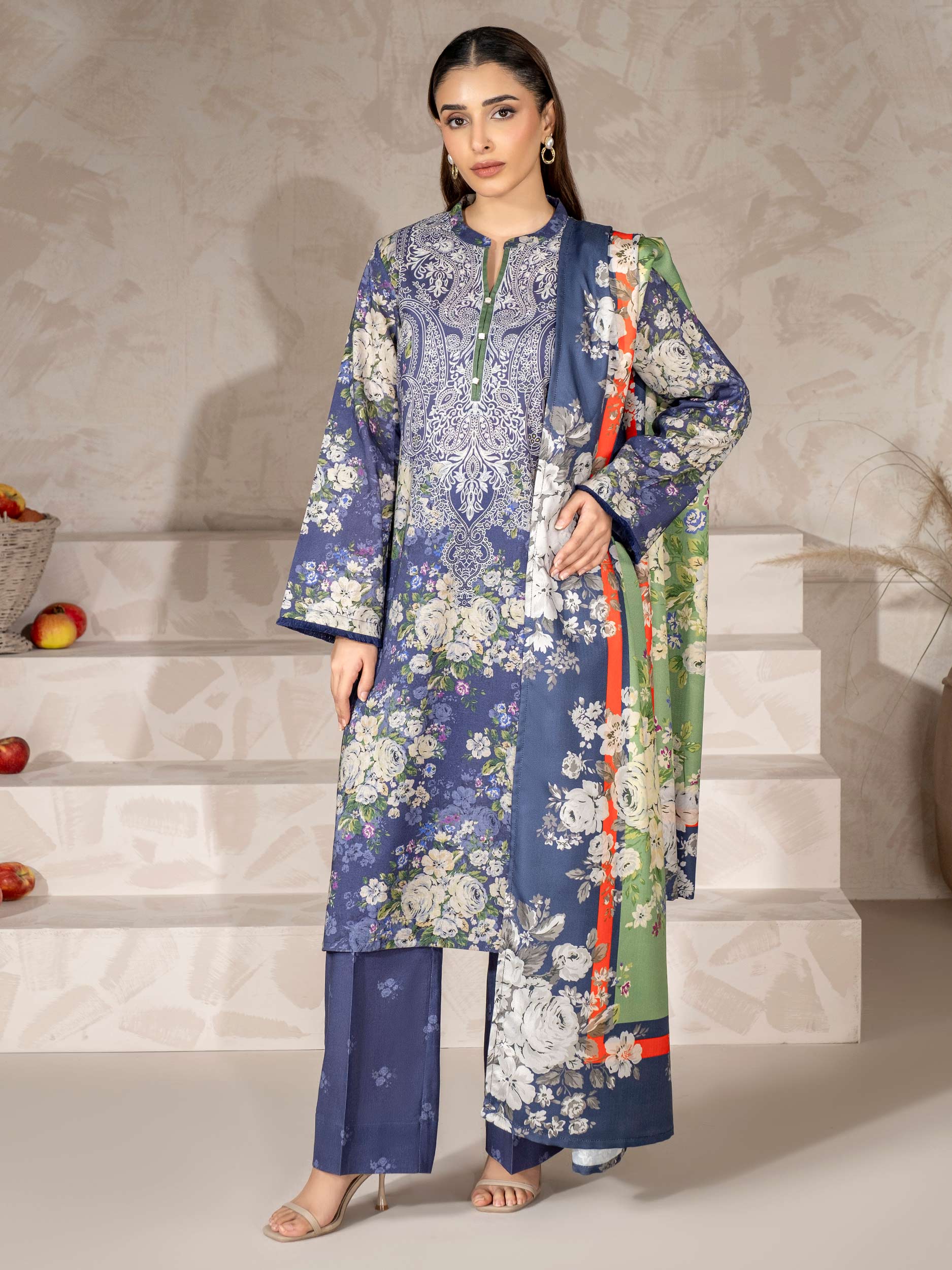3 Piece Khaddar Suit-Printed (Unstitched) - Image 3