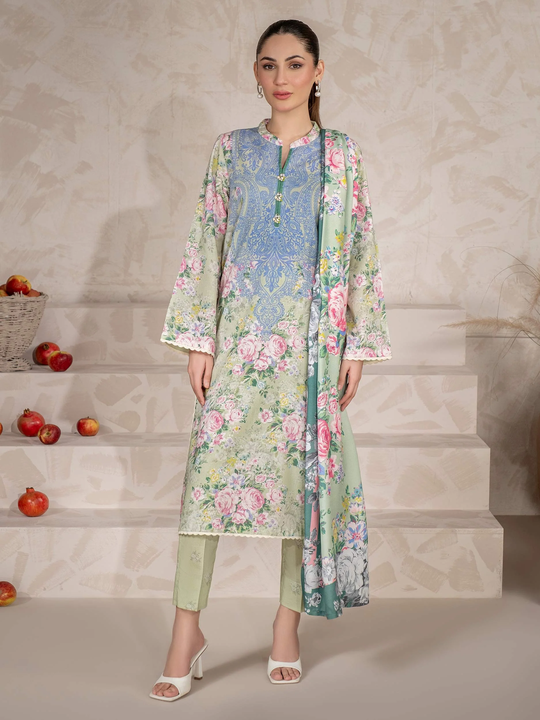 3 Piece Khaddar Suit-Printed (Unstitched) - Image 2