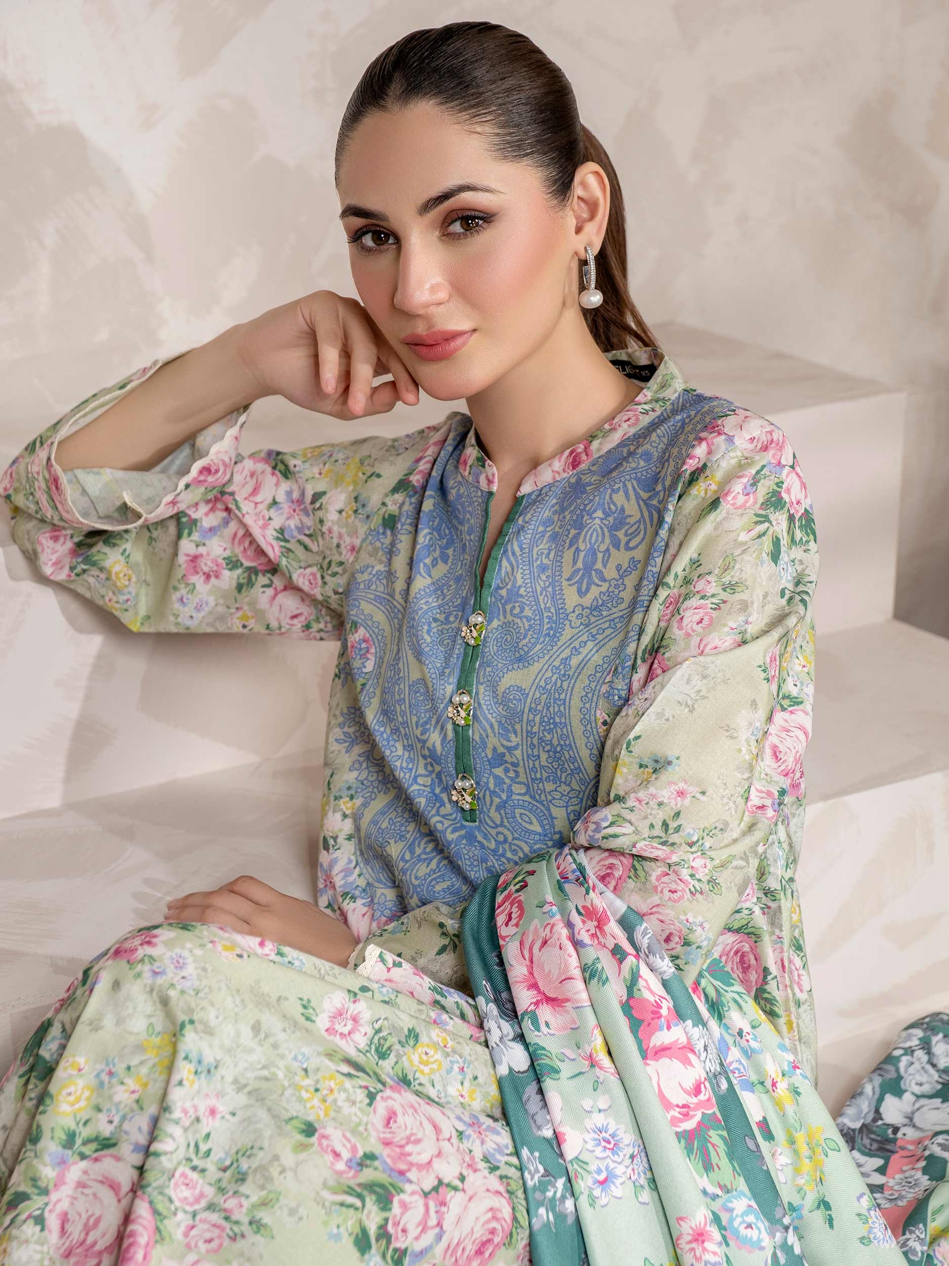 3 Piece Khaddar Suit-Printed (Unstitched) - Image 3