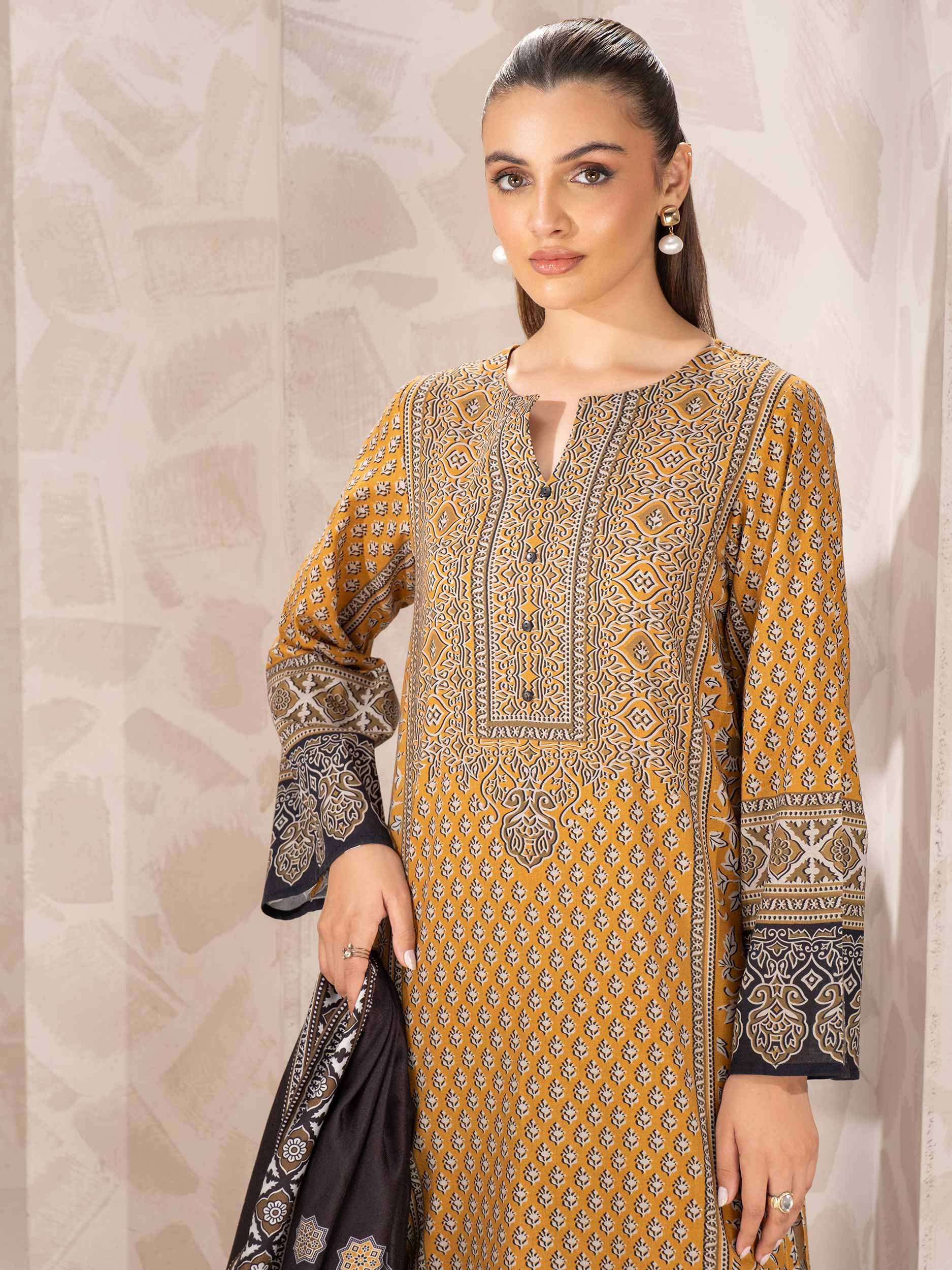 3 Piece Khaddar Suit-Printed (Unstitched) - Image 2