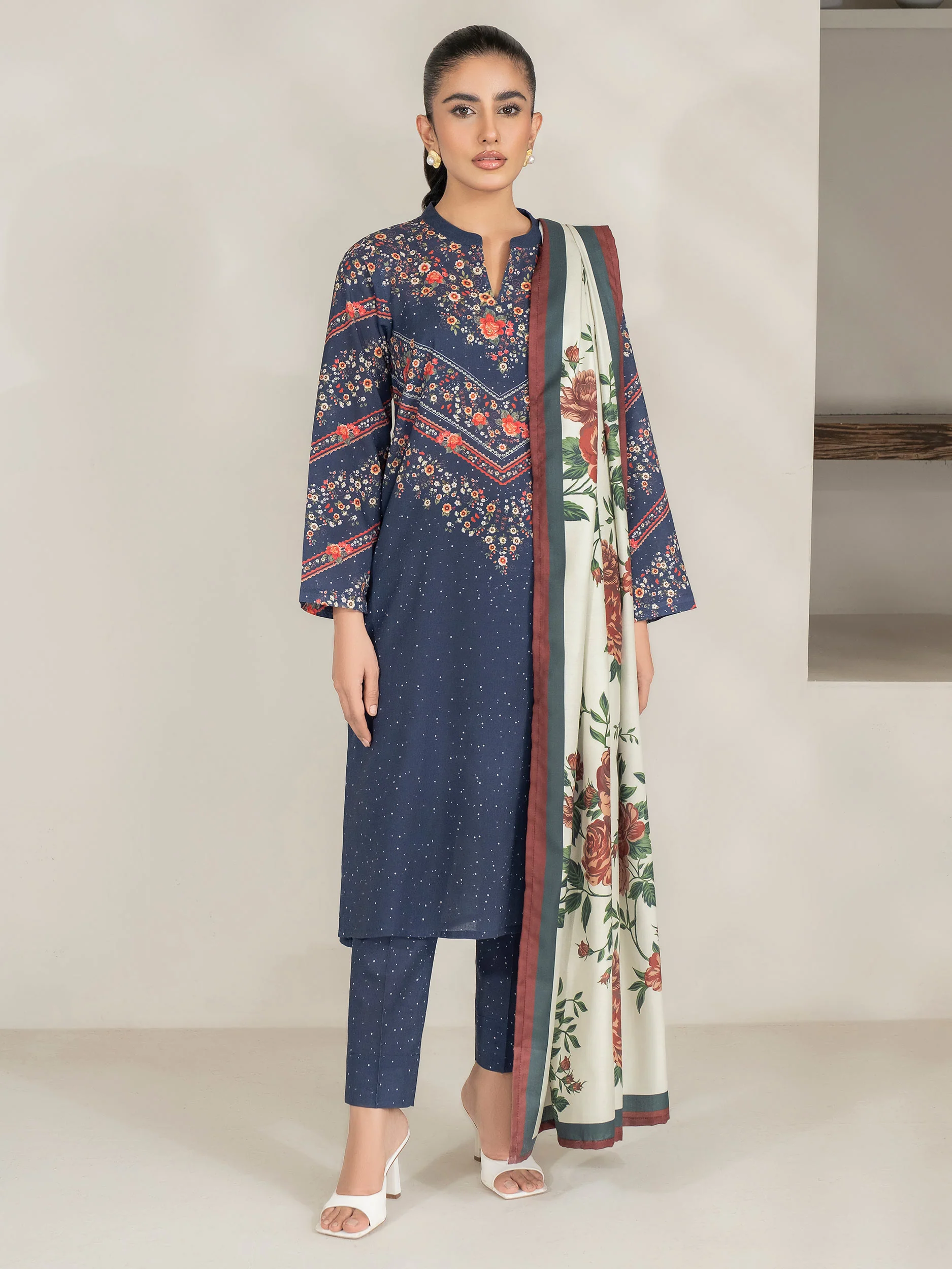 3 Piece Khaddar Suit-Printed (Unstitched) - Image 2