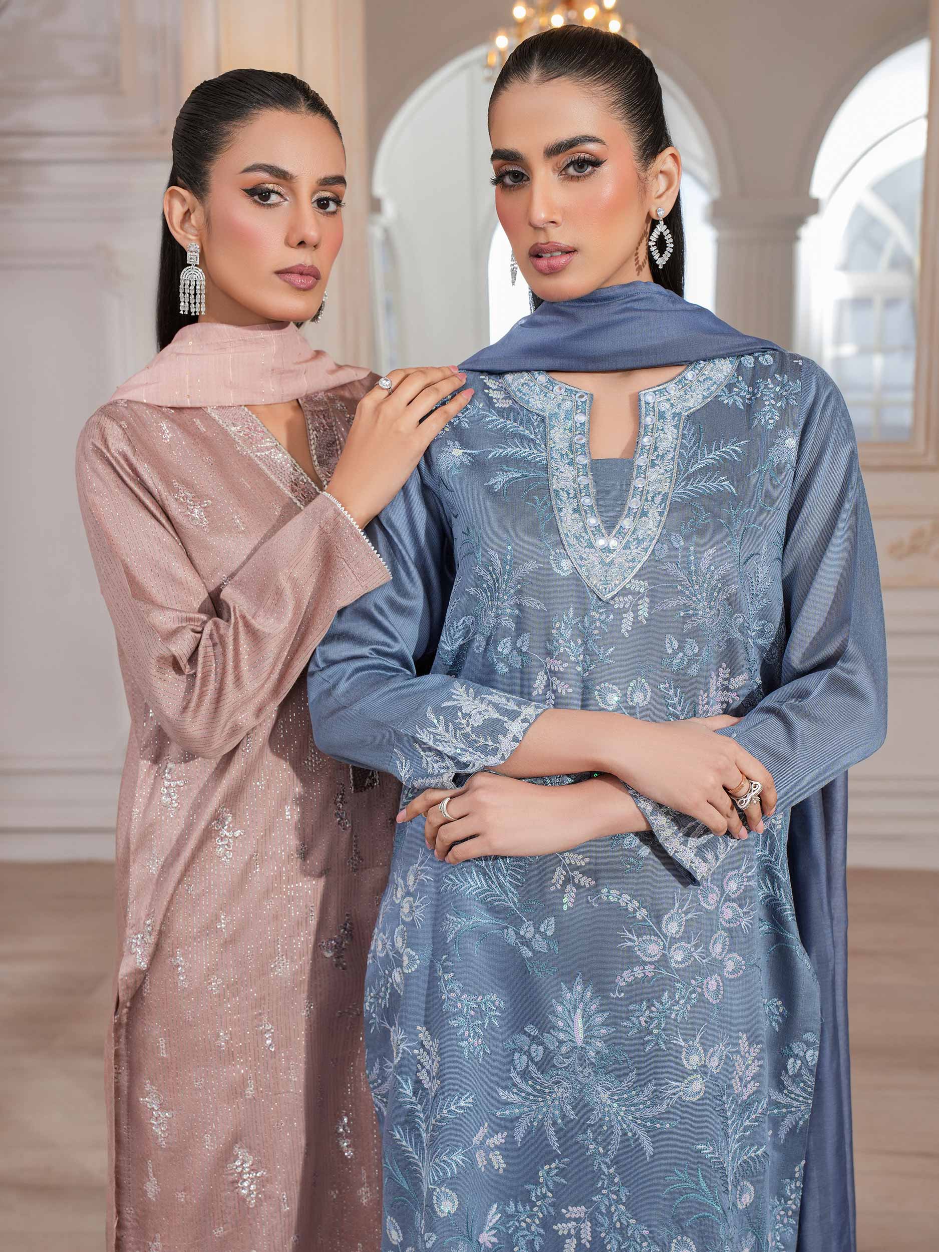 3 Piece Raw Silk Suit-Embroidered (Unstitched) - Image 10