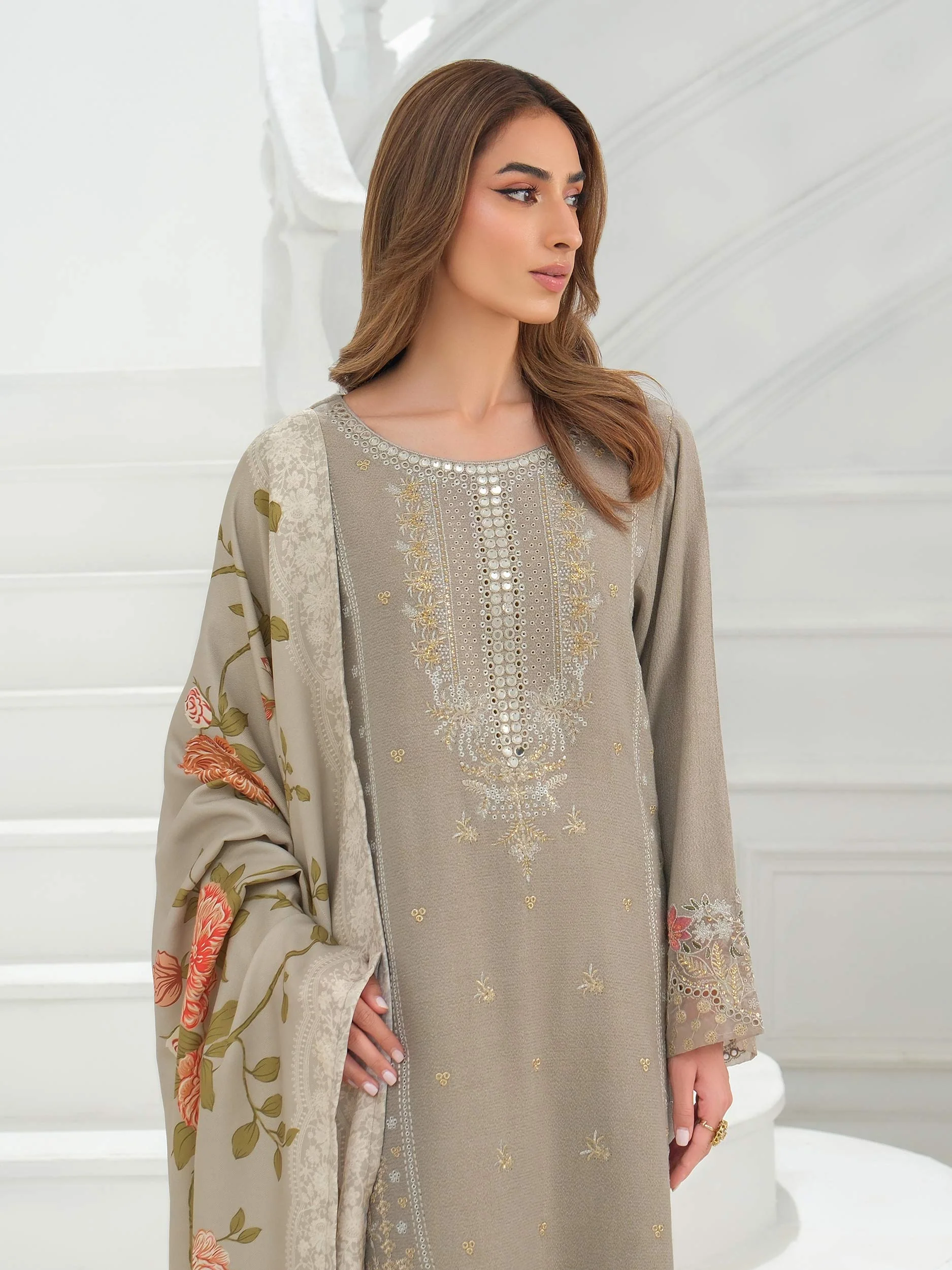 3 Piece Karandi Suit-Embroidered (Unstitched) - Image 2