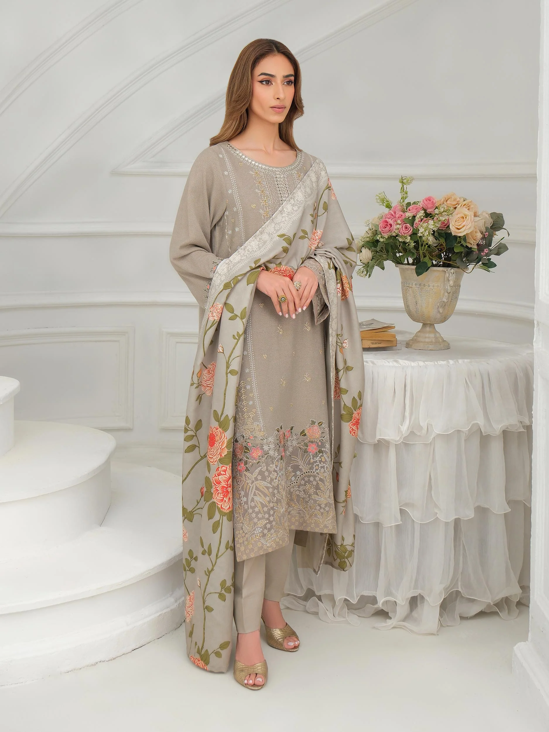 3 Piece Karandi Suit-Embroidered (Unstitched) - Image 6
