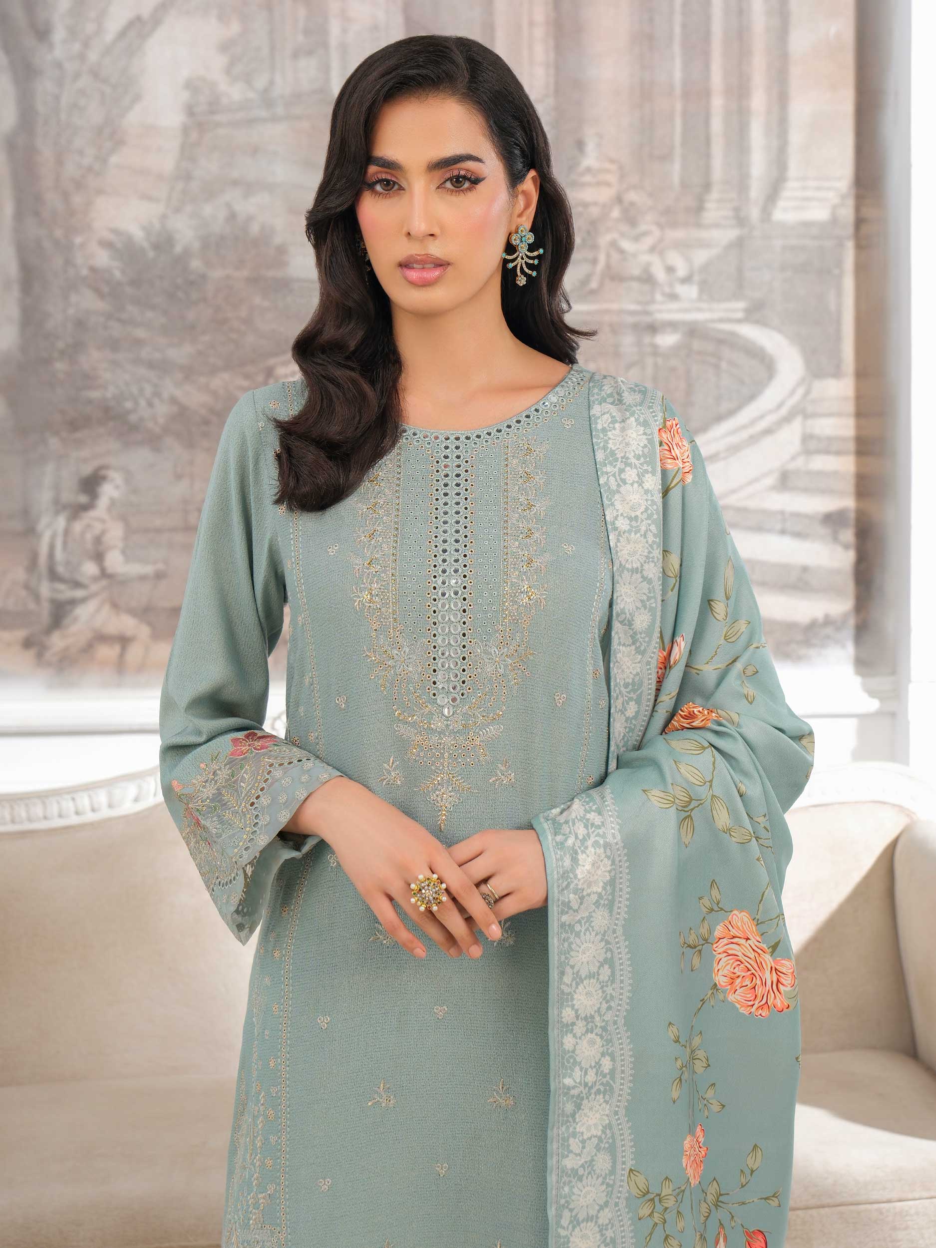 3 Piece Karandi Suit-Embroidered (Unstitched) - Image 2