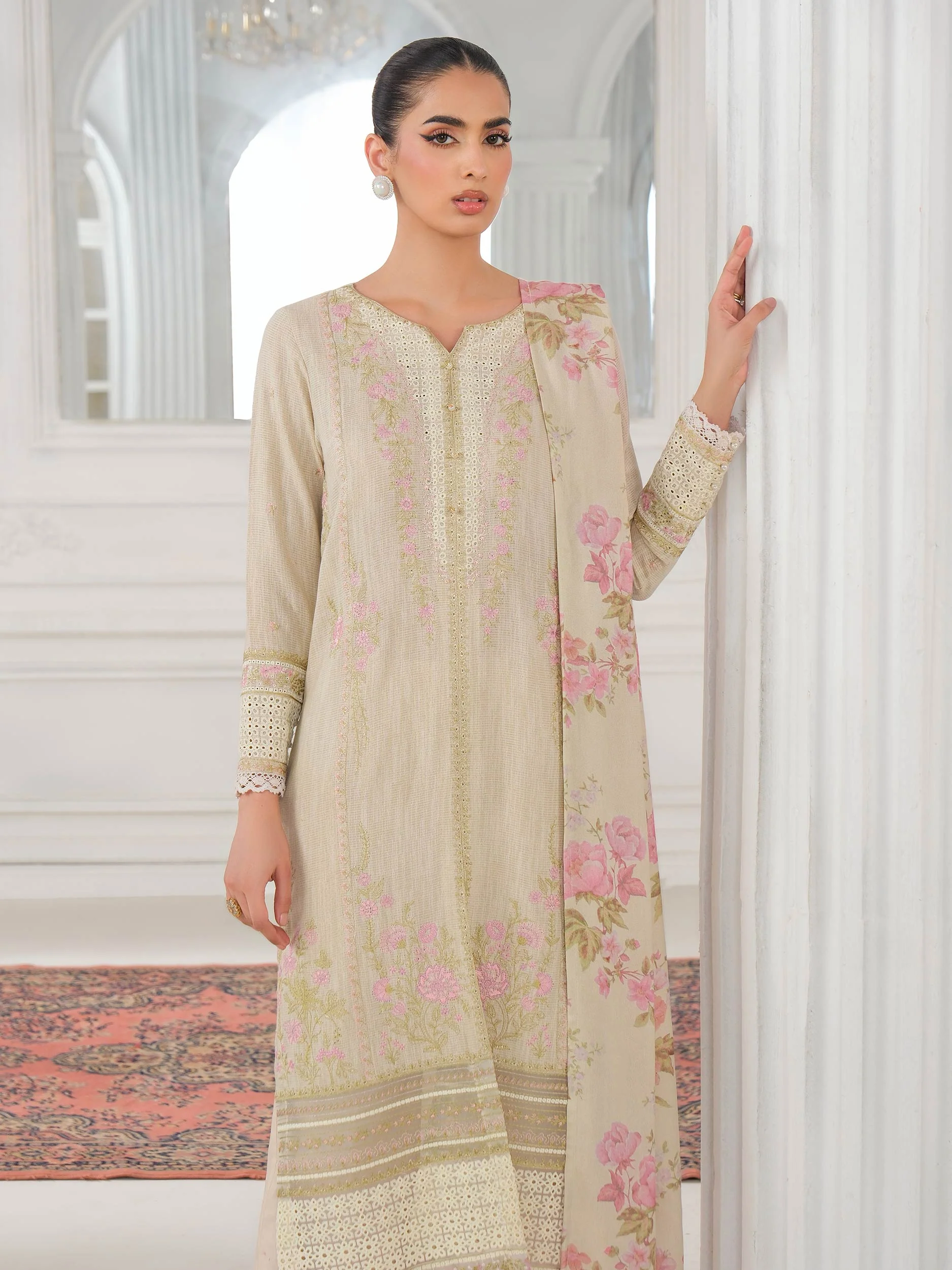3 Piece Karandi Suit-Embroidered (Unstitched) - Image 2