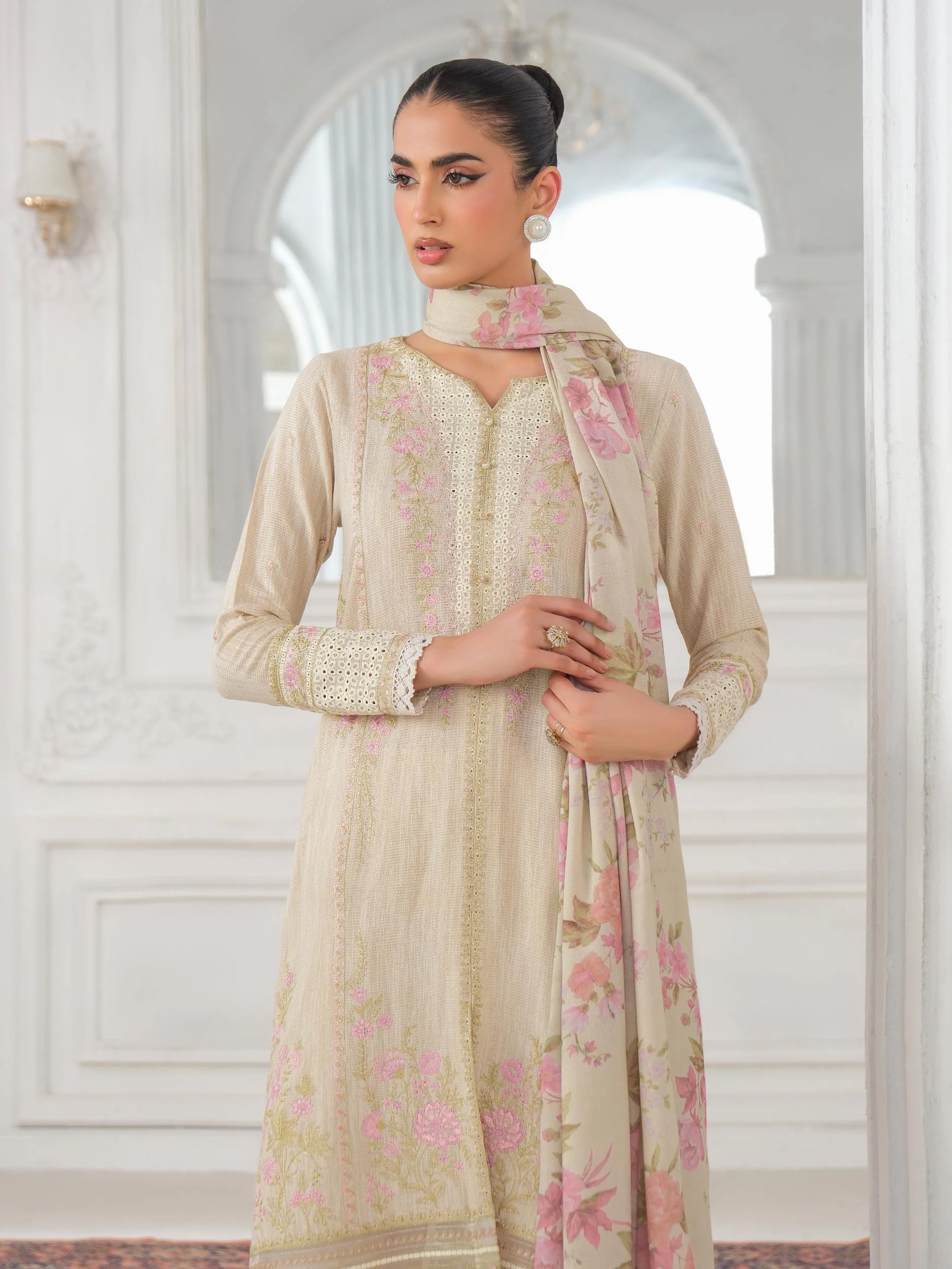 3 Piece Karandi Suit-Embroidered (Unstitched) - Image 3