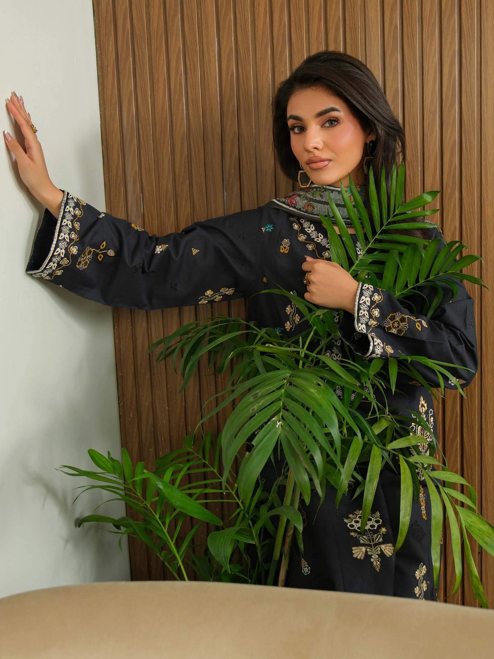3 Piece Khaddar Suit-Embroidered (Unstitched) - Image 2