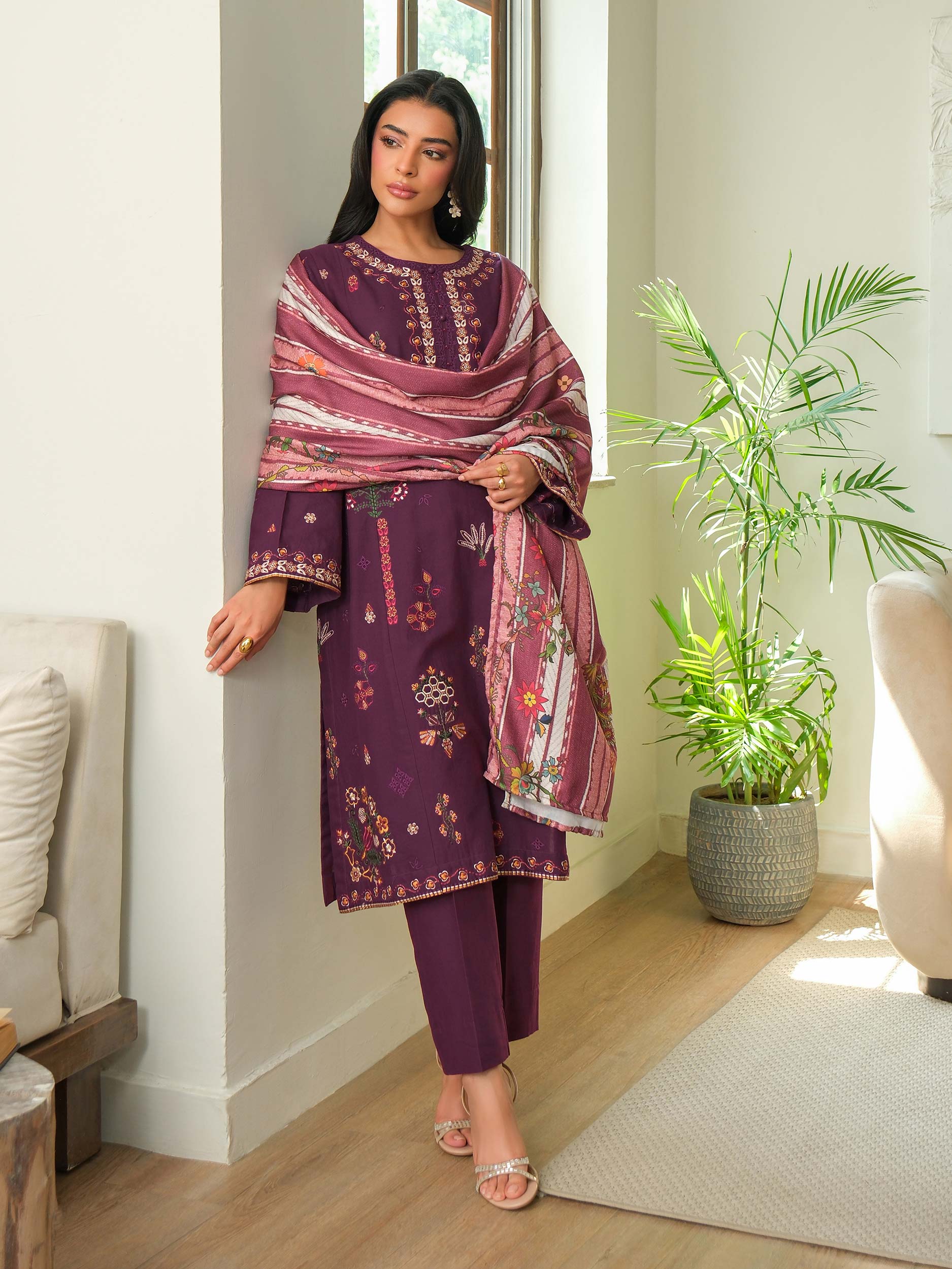3 Piece Khaddar Suit-Embroidered (Unstitched) - Image 3