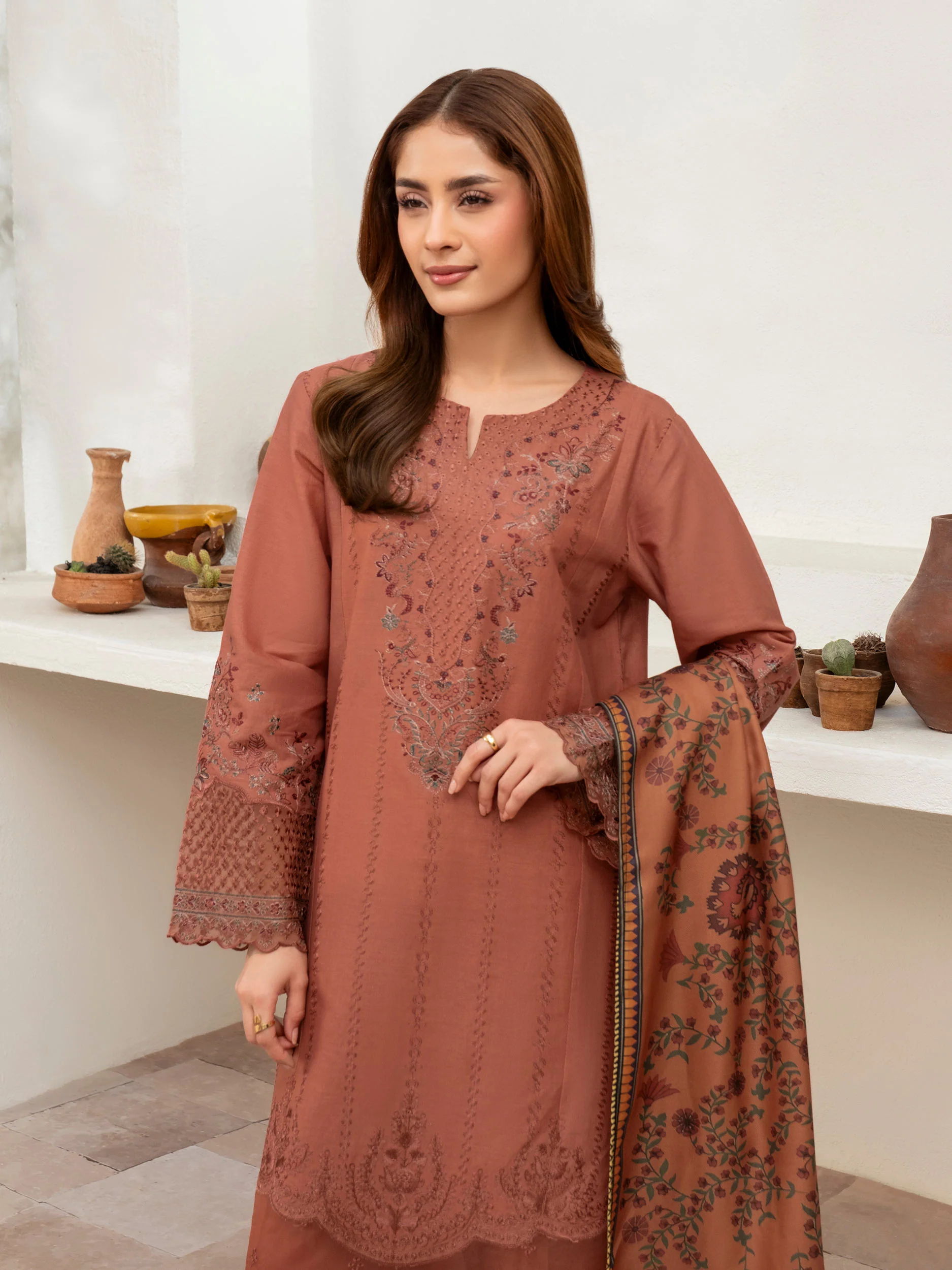 3 Piece Khaddar Suit-Embroidered (Unstitched) - Image 2