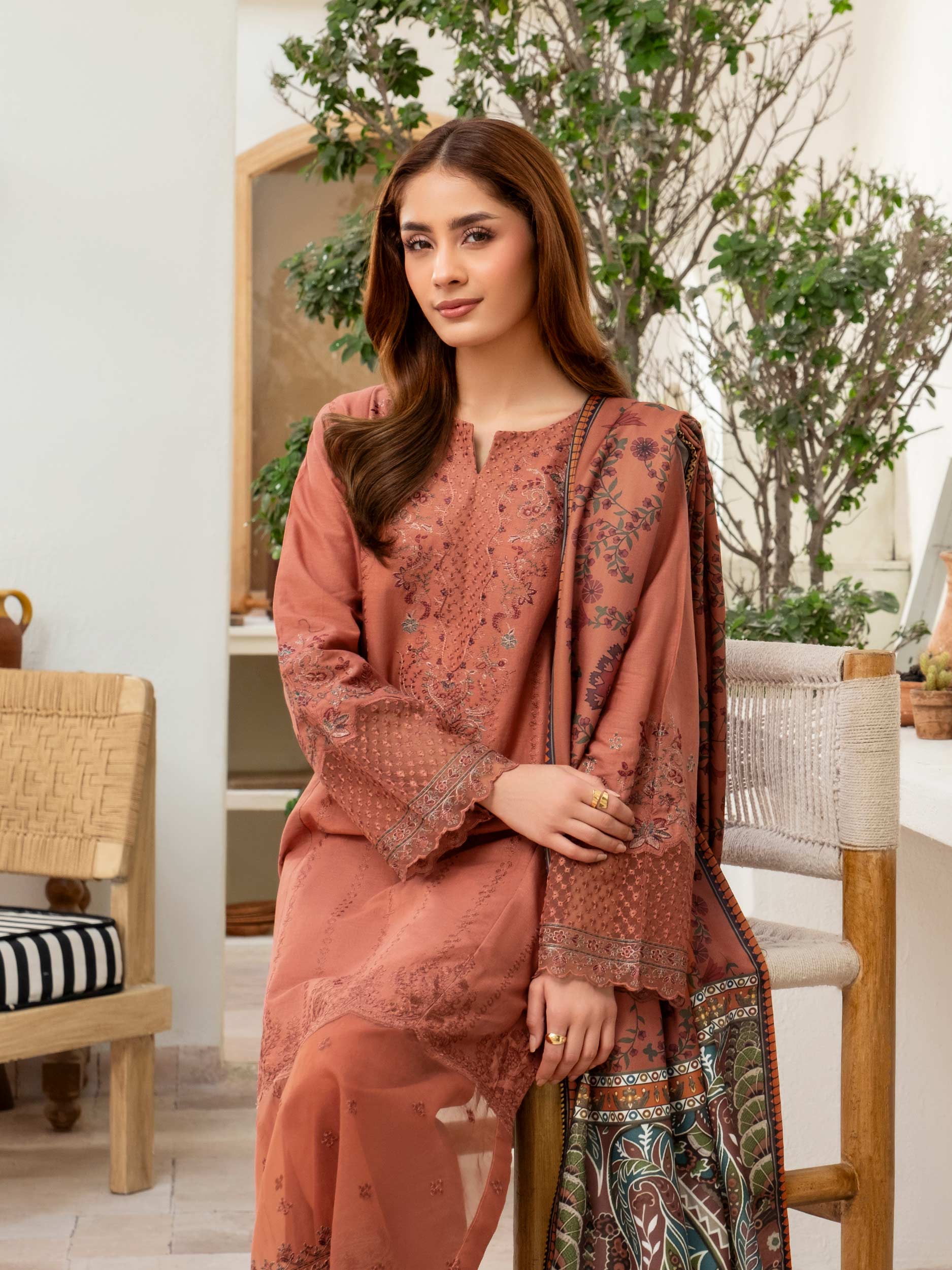 3 Piece Khaddar Suit-Embroidered (Unstitched) - Image 6
