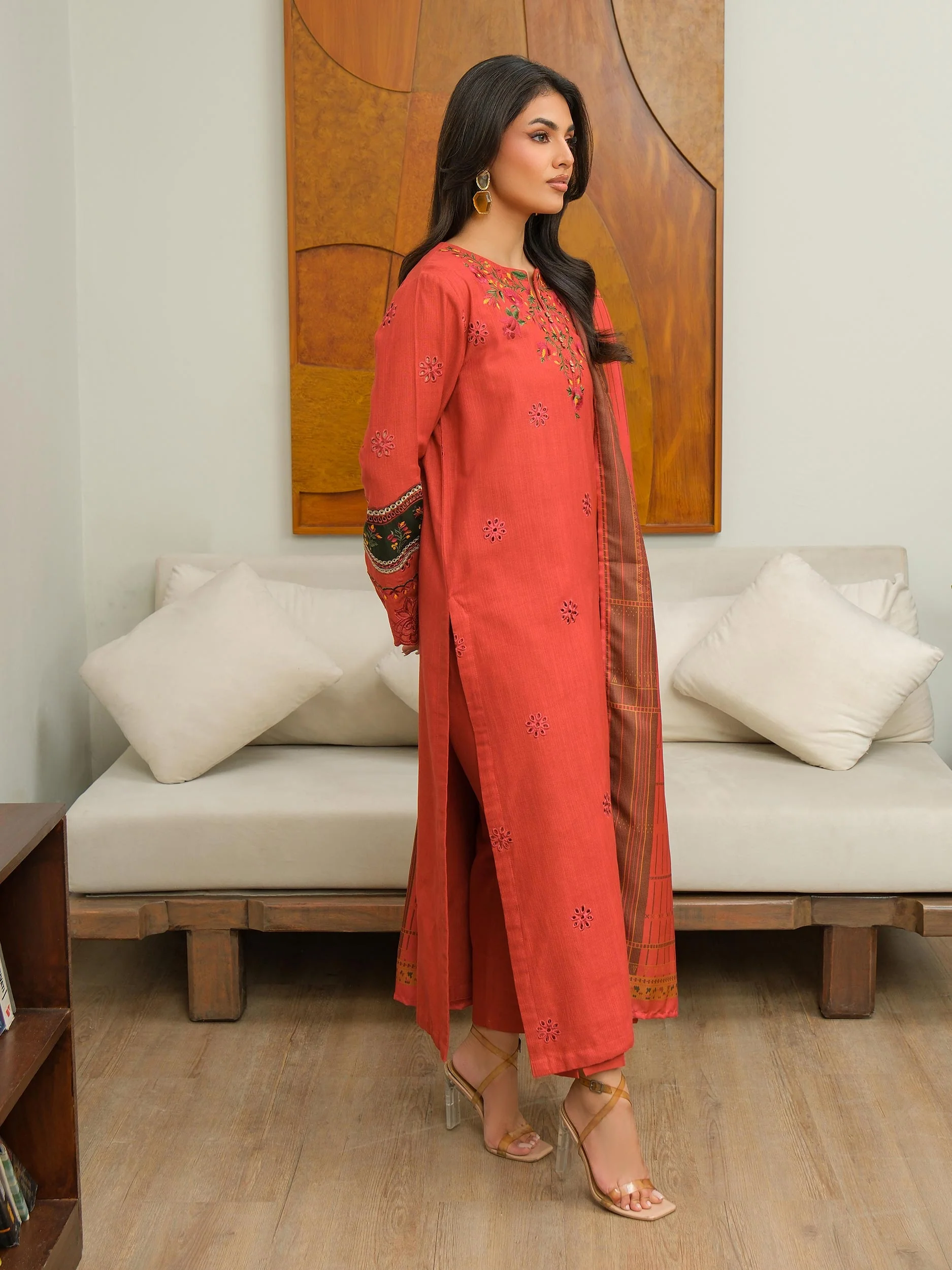 3 Piece Khaddar Suit-Embroidered (Unstitched) - Image 4
