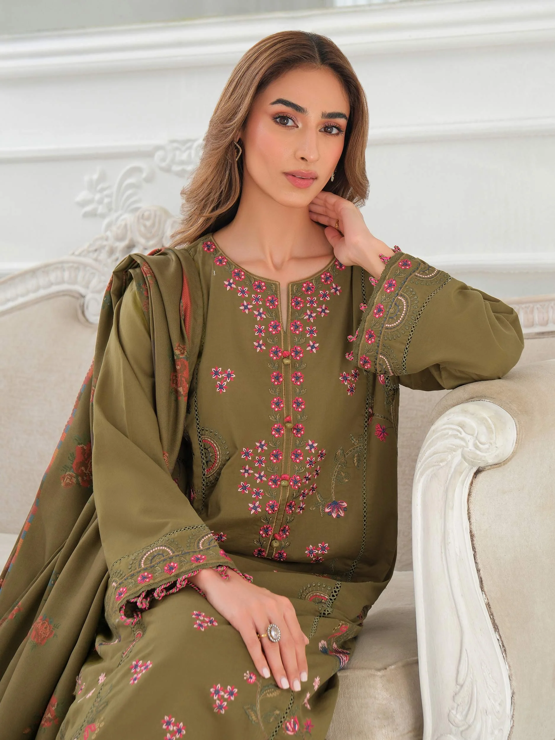 3 Piece Khaddar Suit-Embroidered (Unstitched) - Image 10