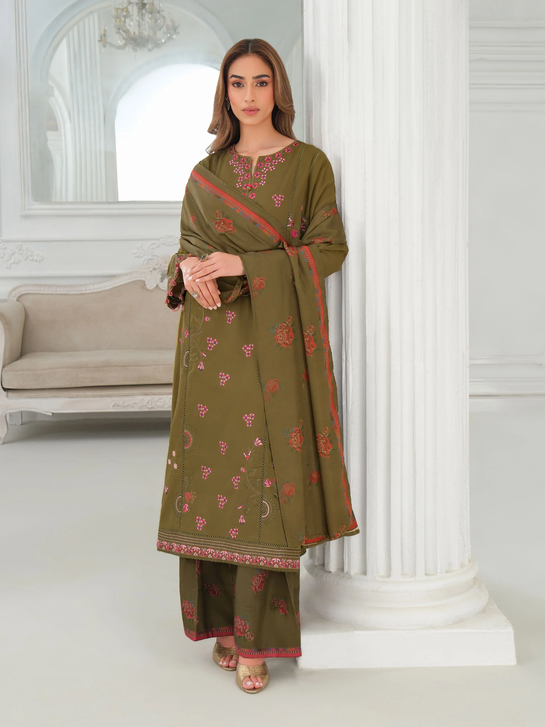 3 Piece Khaddar Suit-Embroidered (Unstitched) - Image 3