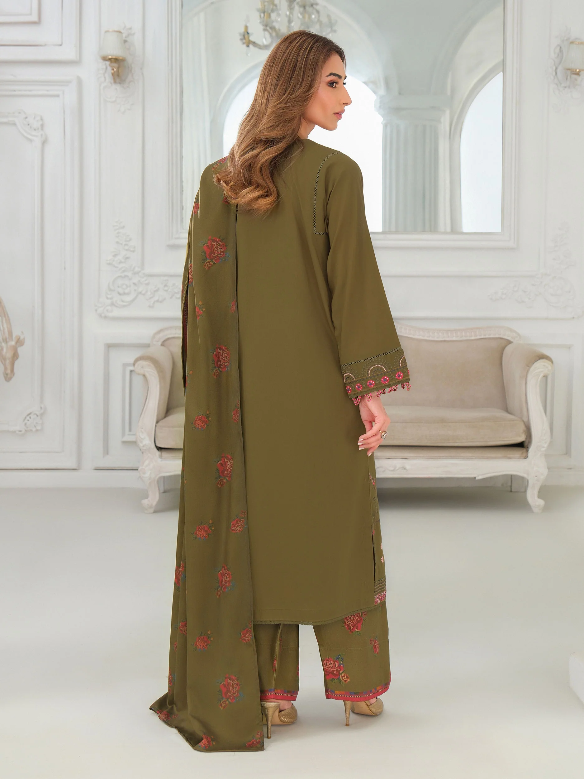 3 Piece Khaddar Suit-Embroidered (Unstitched) - Image 6