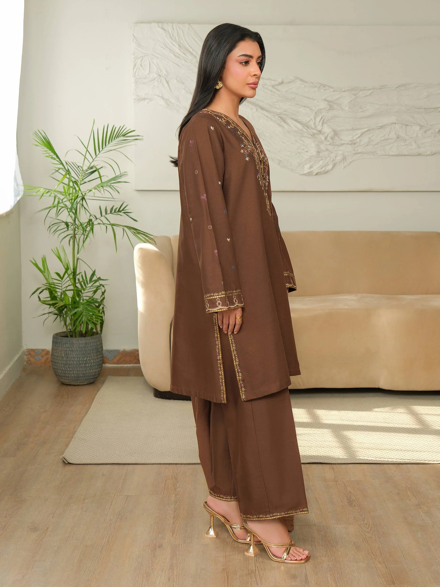 3 Piece Khaddar Suit-Embroidered (Unstitched) - Image 3