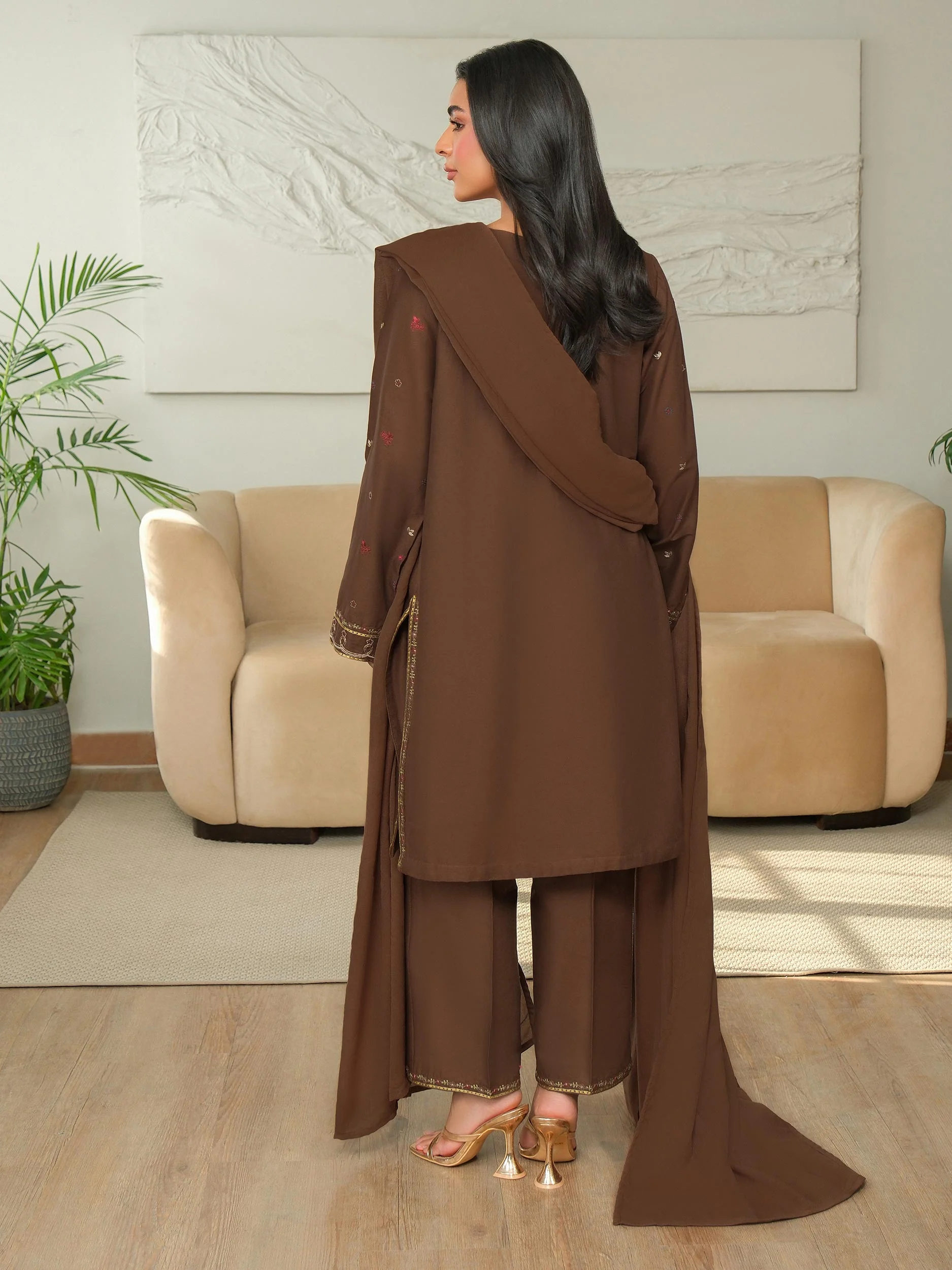 3 Piece Khaddar Suit-Embroidered (Unstitched) - Image 4