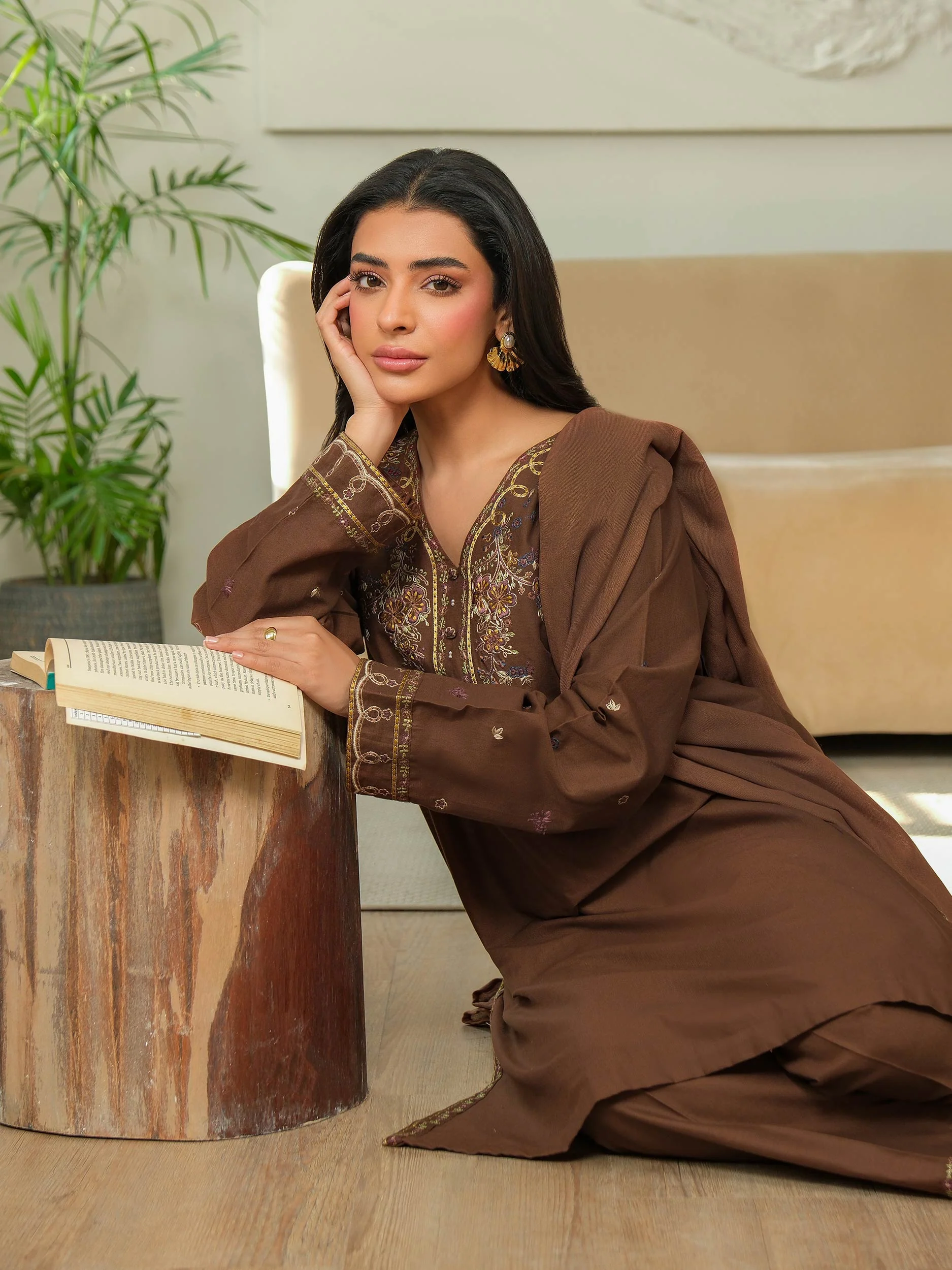 3 Piece Khaddar Suit-Embroidered (Unstitched) - Image 6