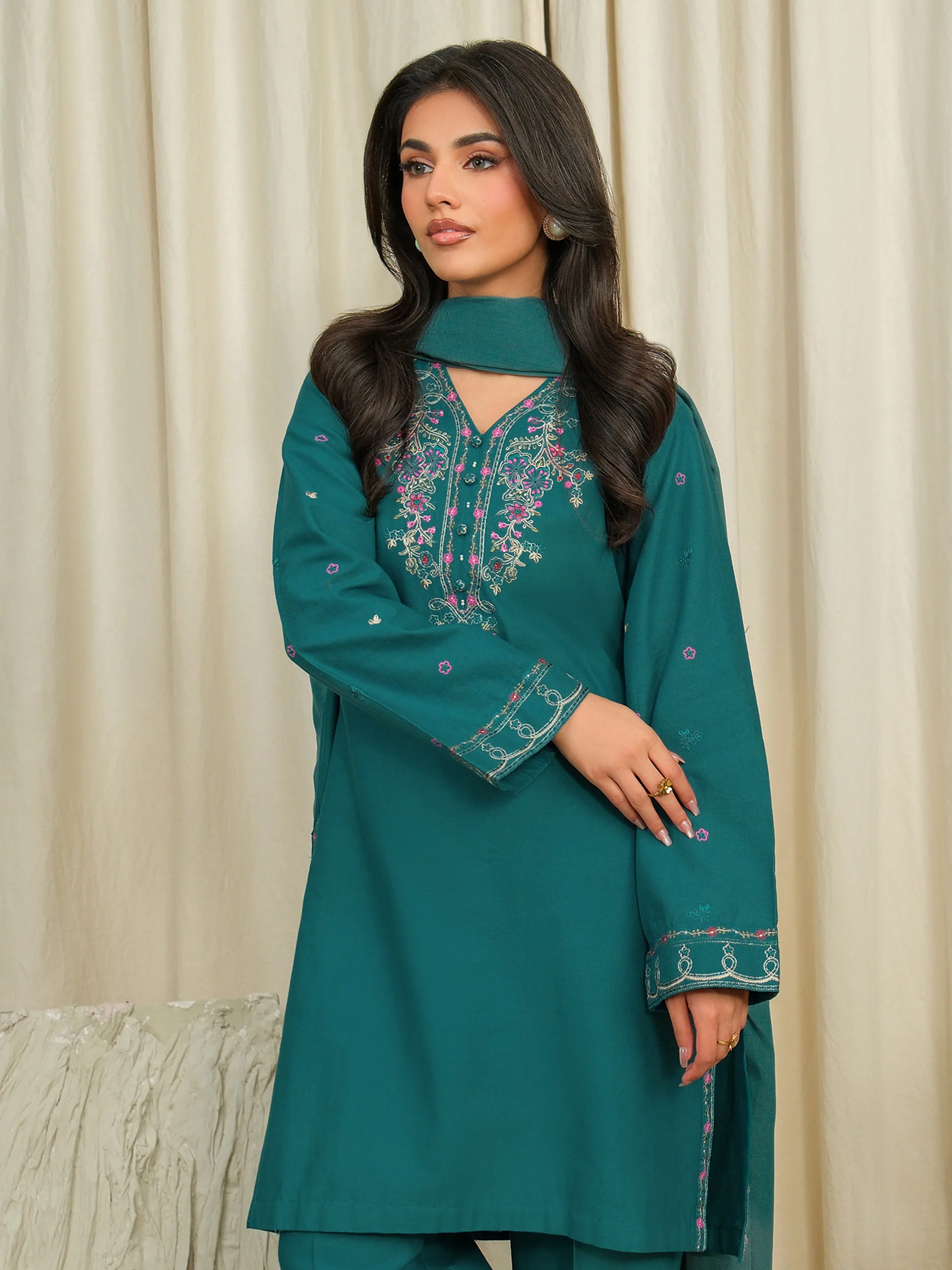 3 Piece Khaddar Suit-Embroidered (Unstitched) - Image 2