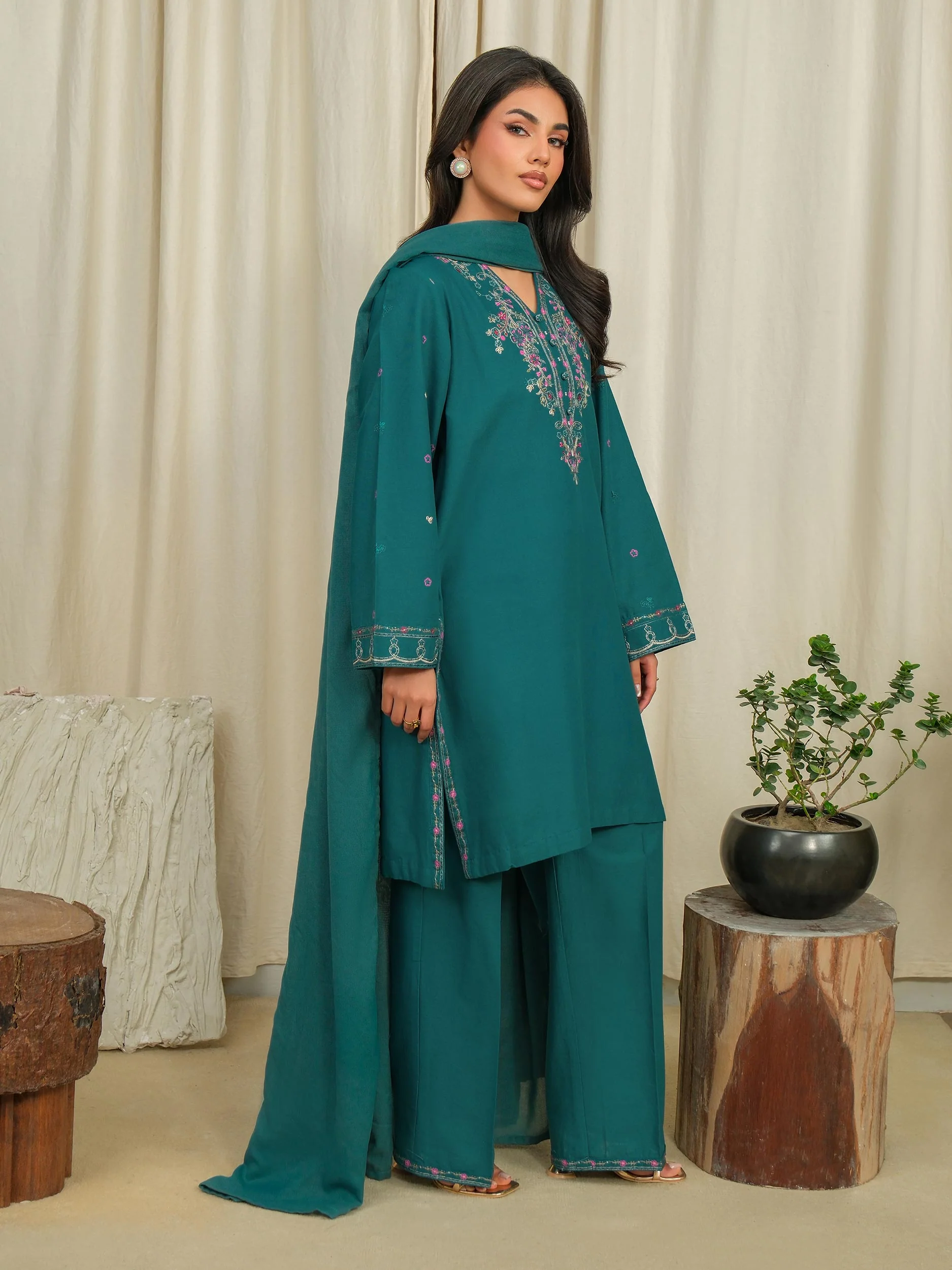 3 Piece Khaddar Suit-Embroidered (Unstitched) - Image 3