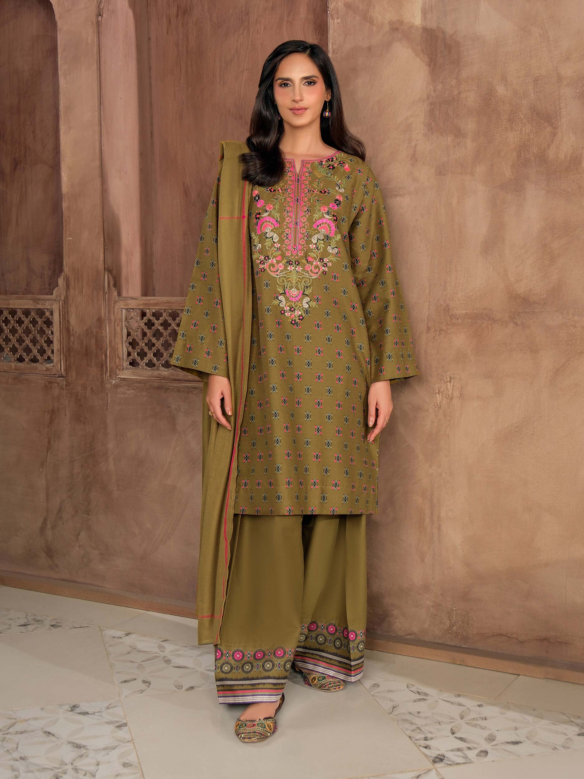 3 Piece Khaddar Suit-Embroidered (Unstitched) - Image 3