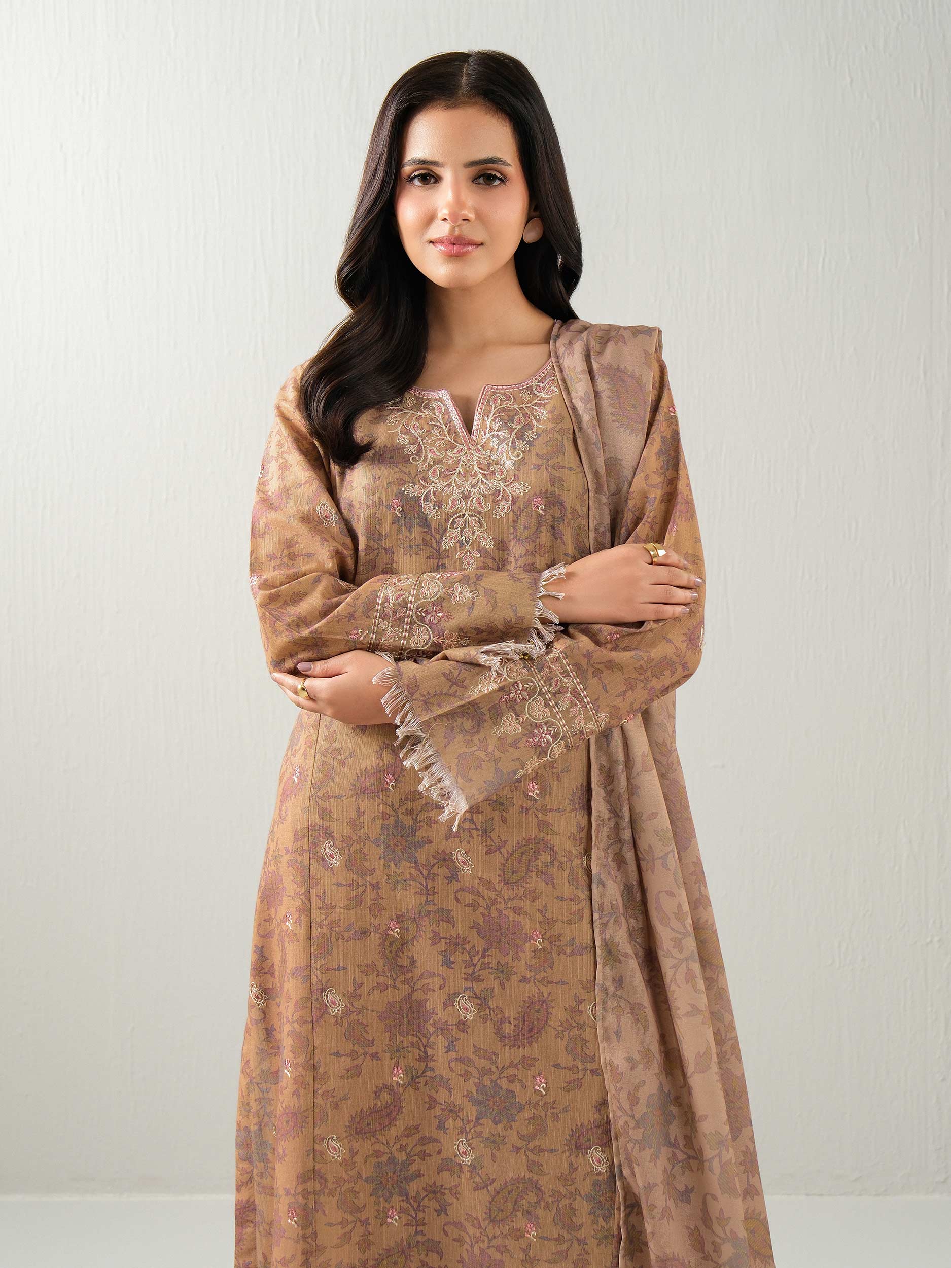 3 Piece Khaddar Suit-Embroidered (Unstitched) - Image 5