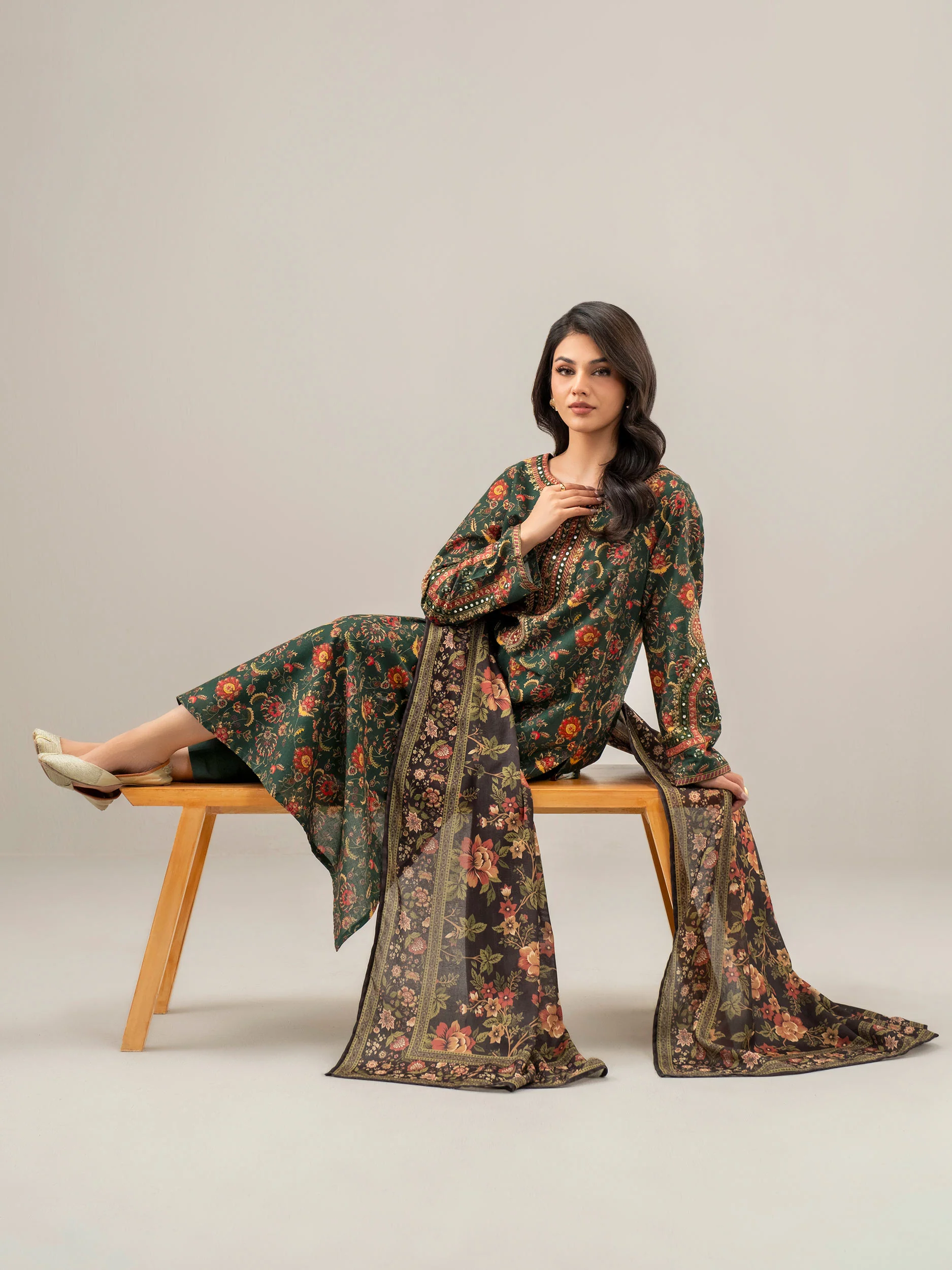 3 Piece Khaddar Suit-Embroidered (Unstitched) - Image 6