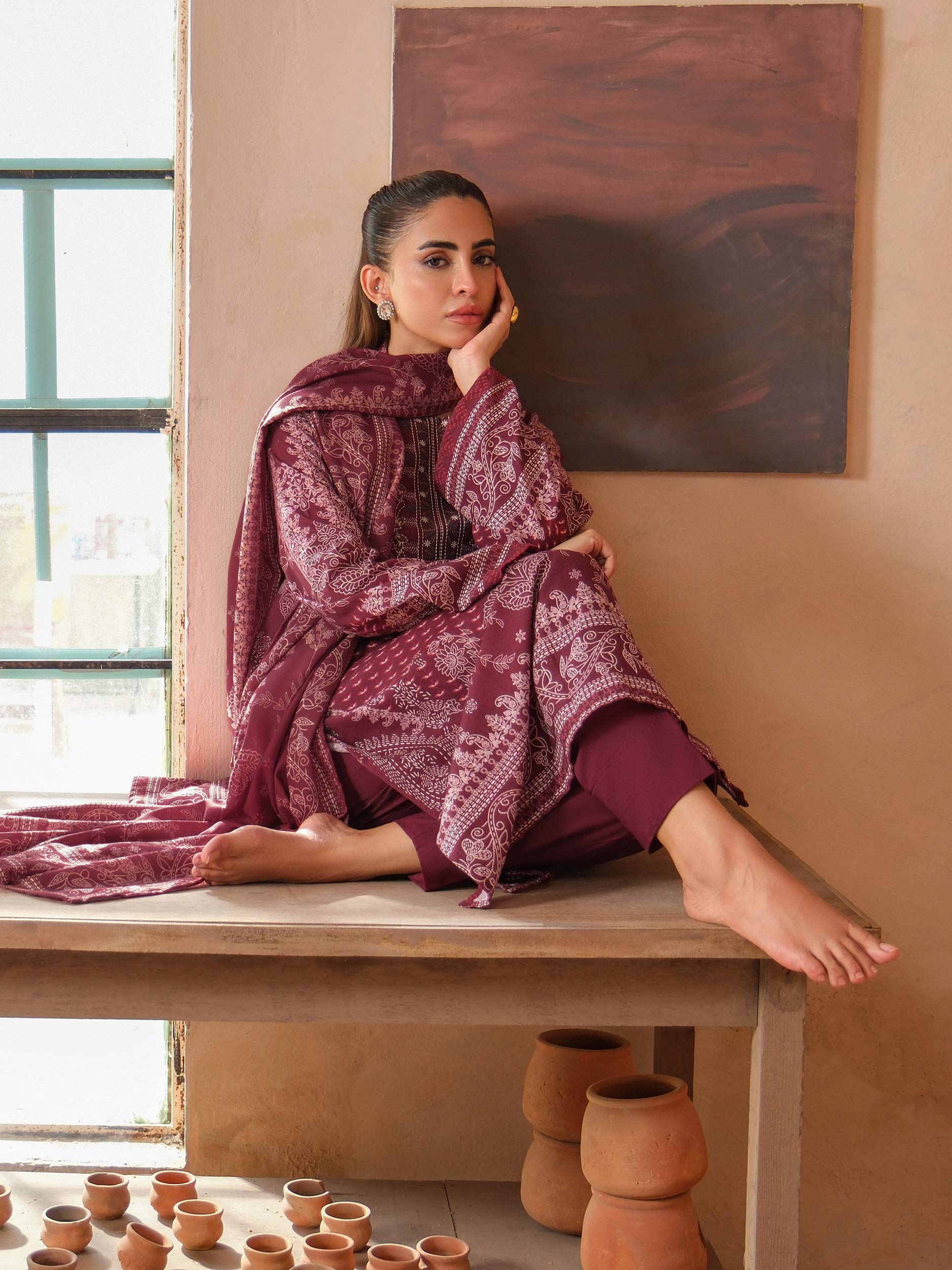 3 Piece Khaddar Suit-Embroidered (Unstitched) - Image 6
